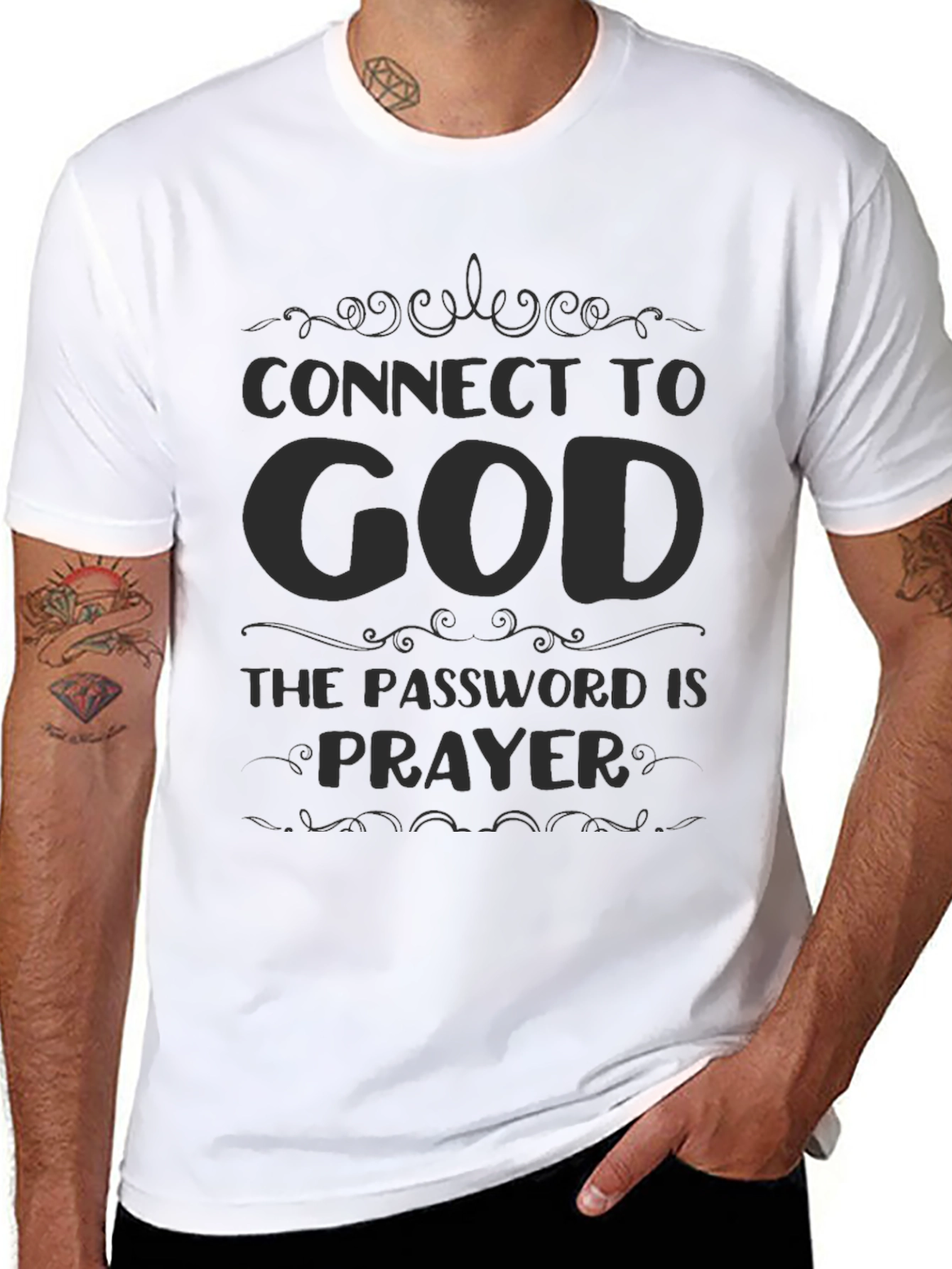 Black Connect to God T-Shirt - Prayer is the Password view 8
