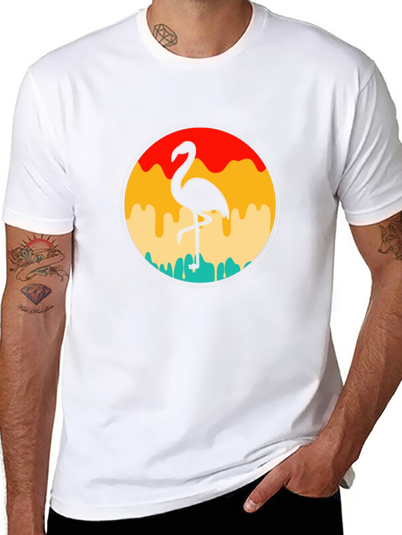 Black Retro Flamingo T-Shirt - Tropical Vibes view 8