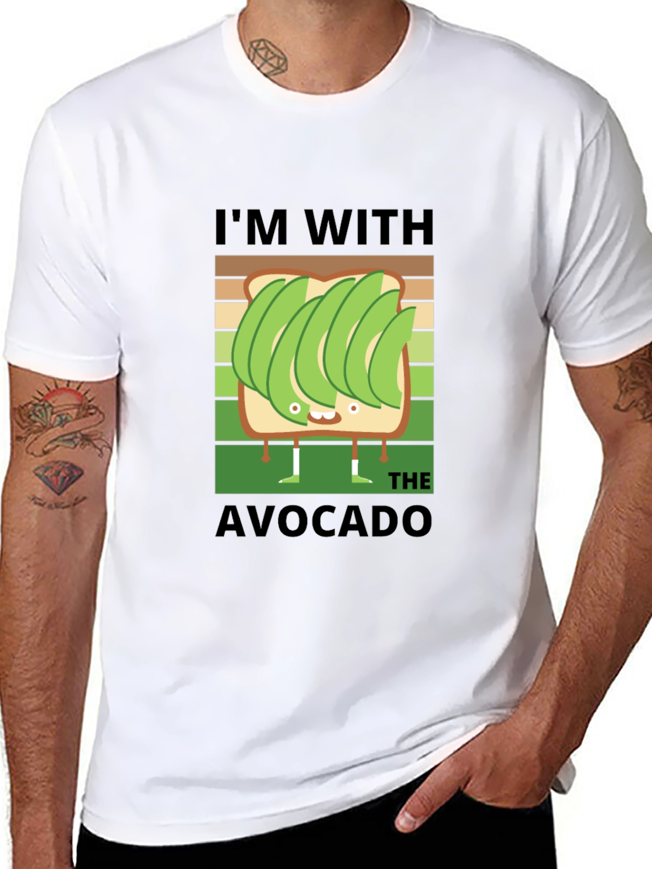 Black I'm With The Avocado T-Shirt Funny Graphic Tee view 8