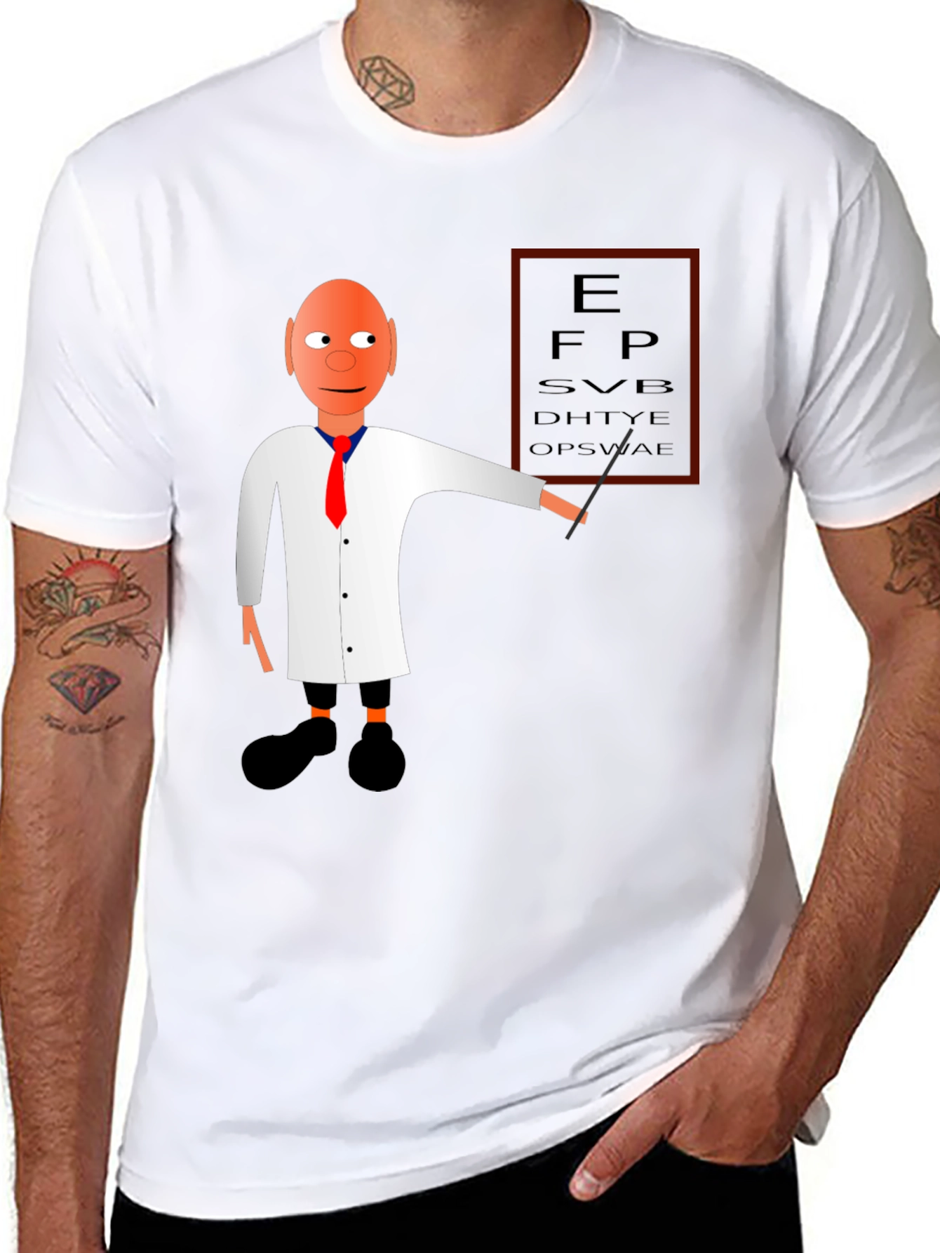 Black Eye Exam Cartoon Graphic T-Shirt view 8
