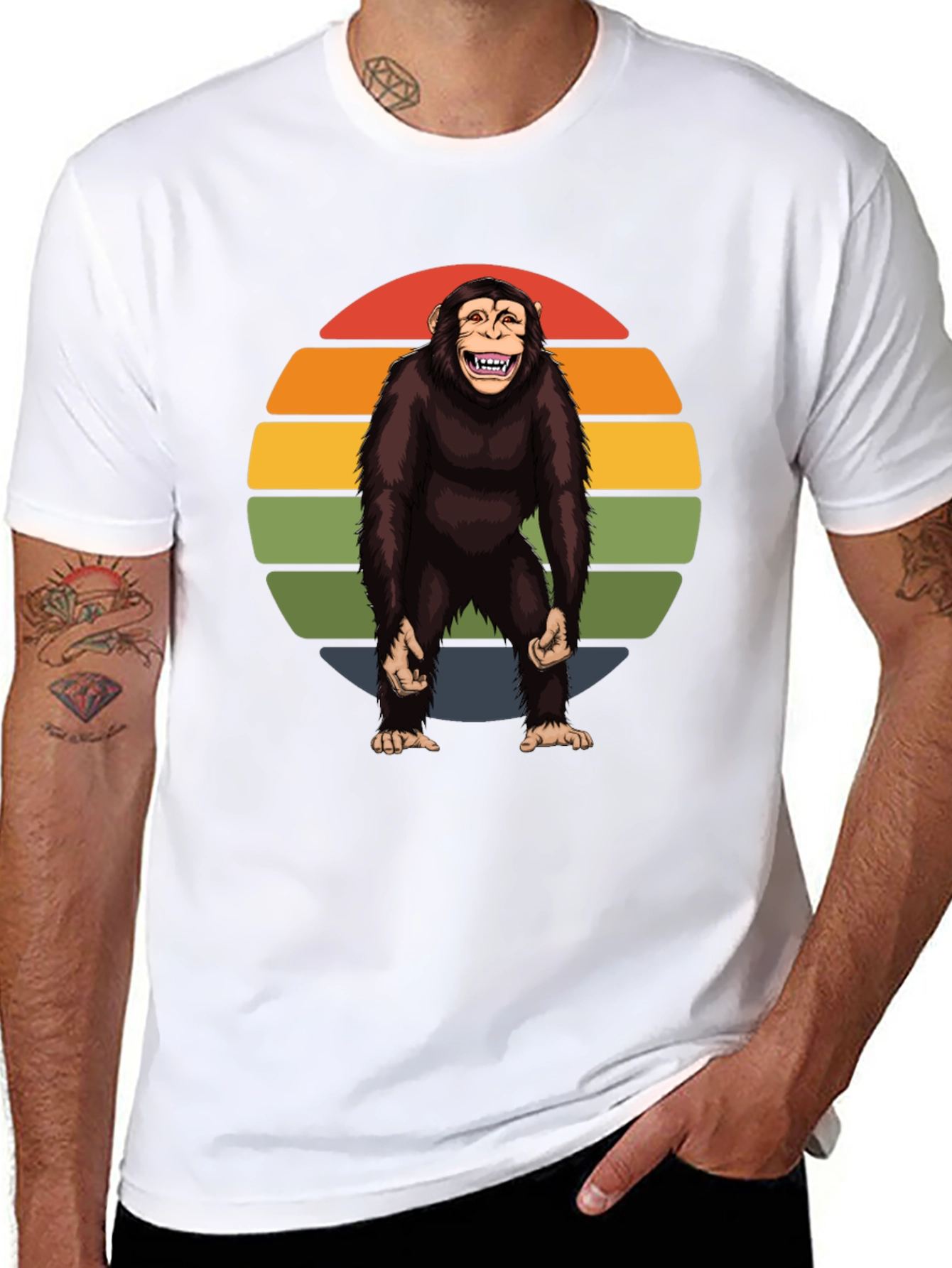 Black Retro Monkey Graphic Tee - Hilarious Ape Design view 8