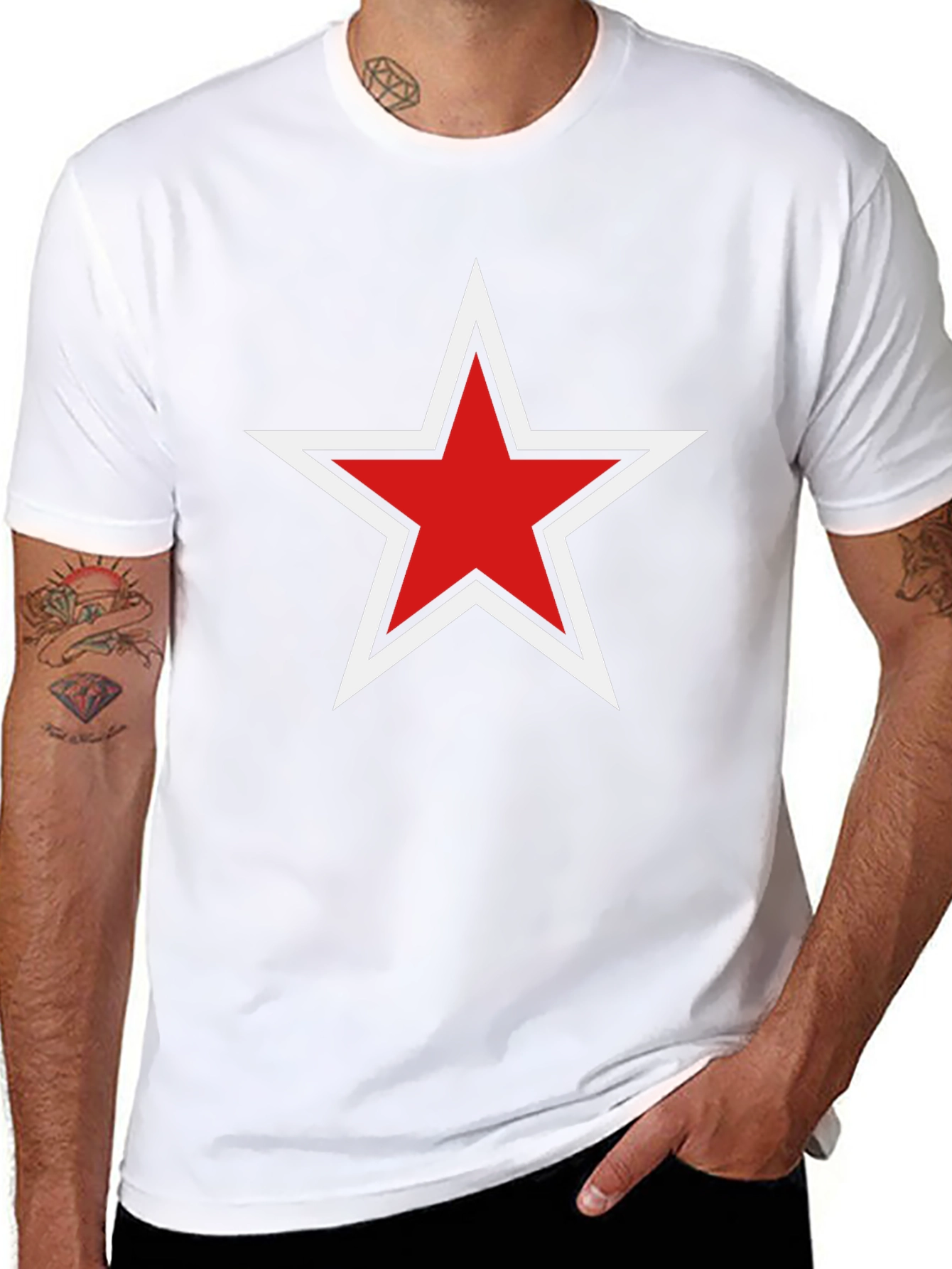 Black Red Star Graphic Black T-Shirt - Stylish Unisex Tee view 8