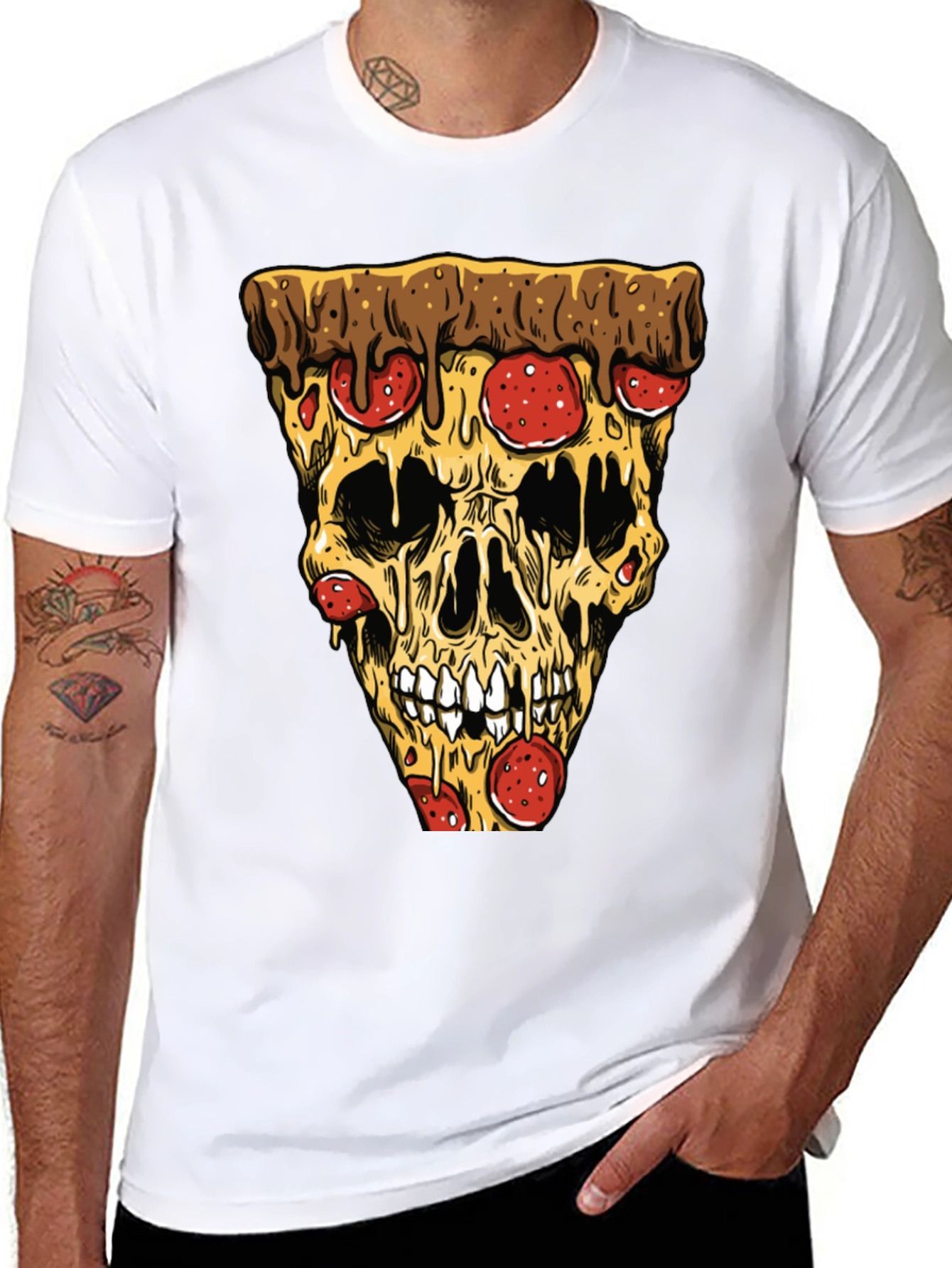 Pizza Skull T-Shirt - Graphic Tee - 8
