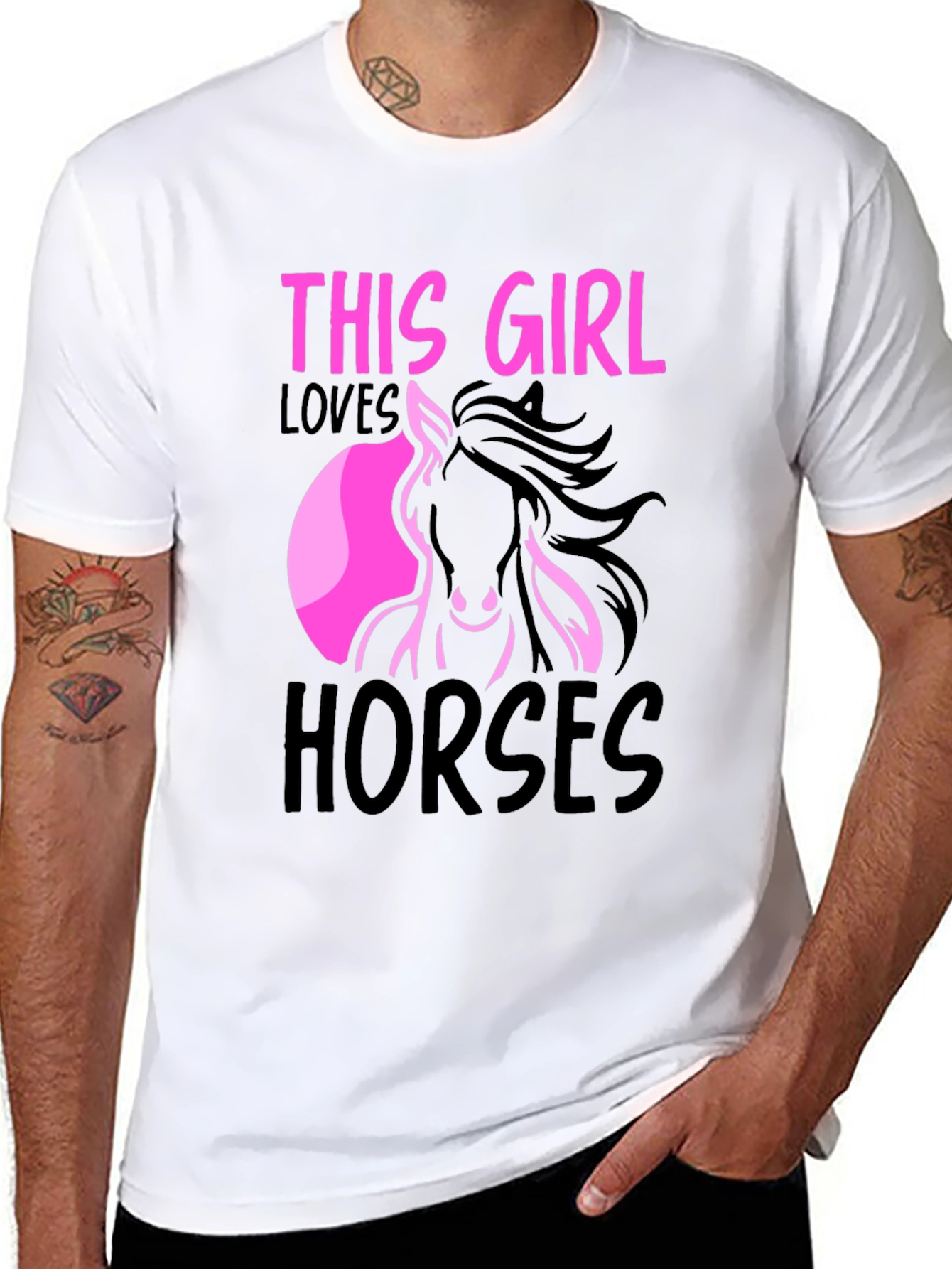 Black This Girl Loves Horses Graphic Tee view 8
