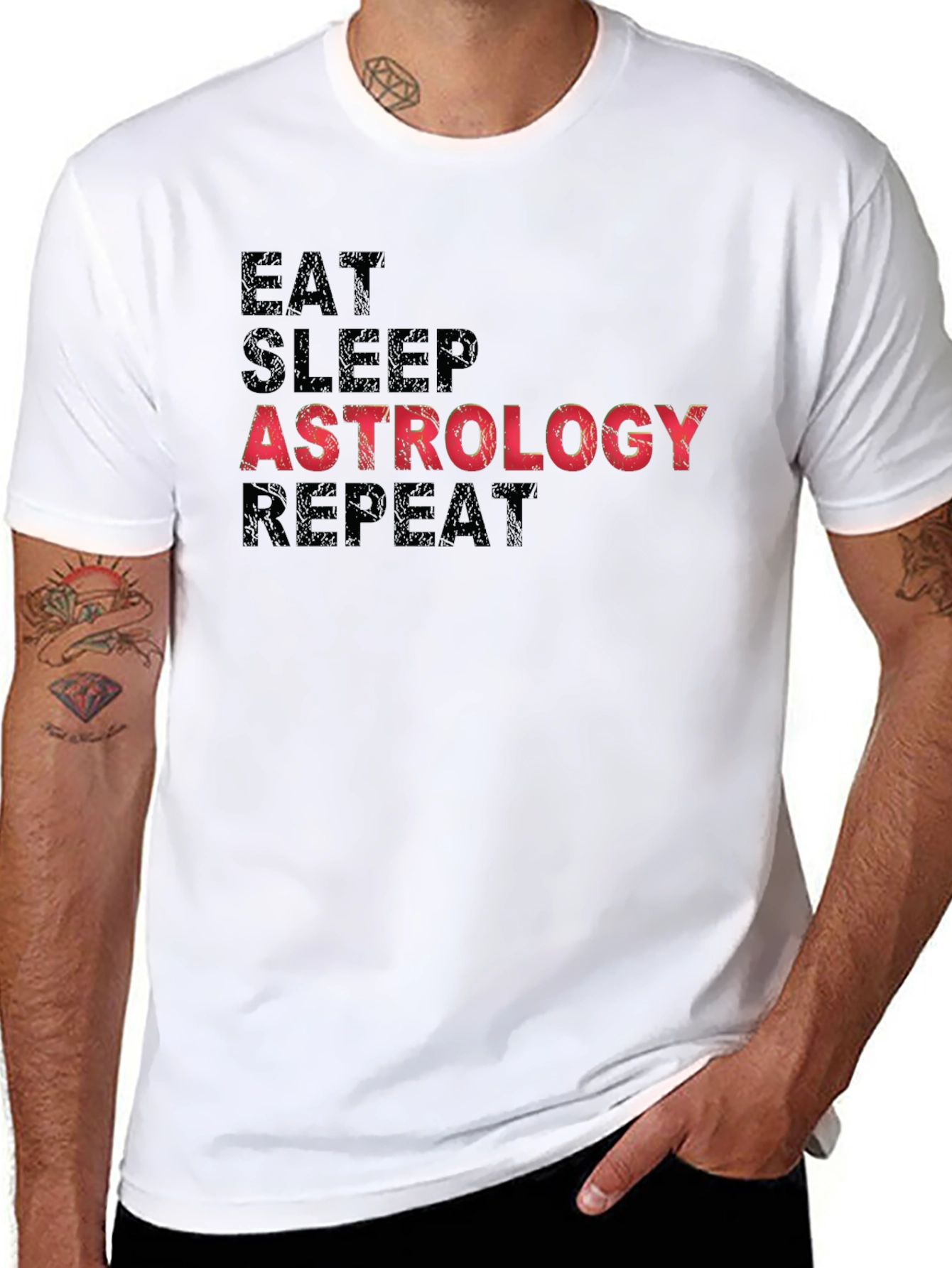 Black Astrology T-Shirt - Eat Sleep Repeat Graphic Tee view 8