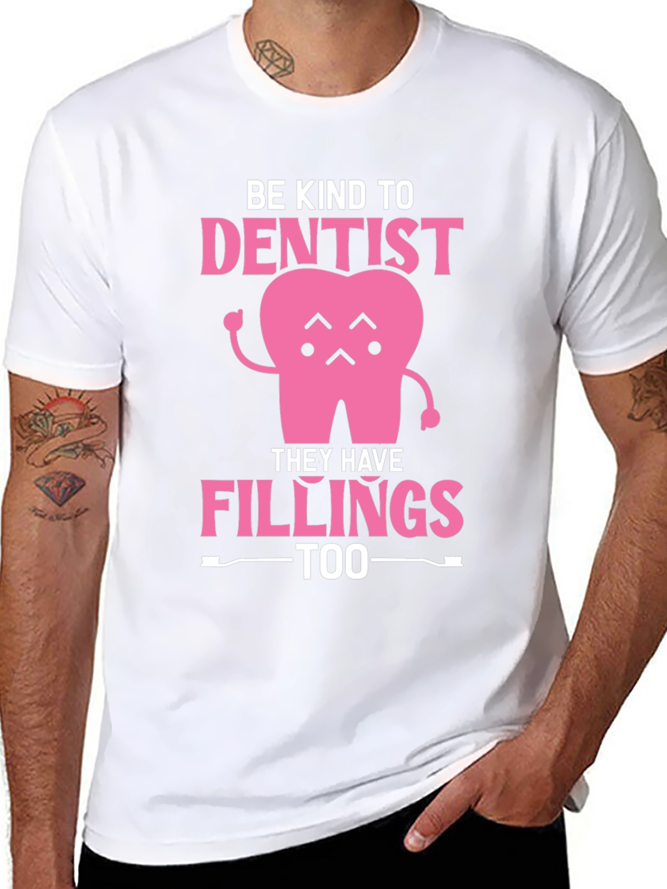 Black Be Kind to Dentist - Fillings Too! Black T-Shirt view 8