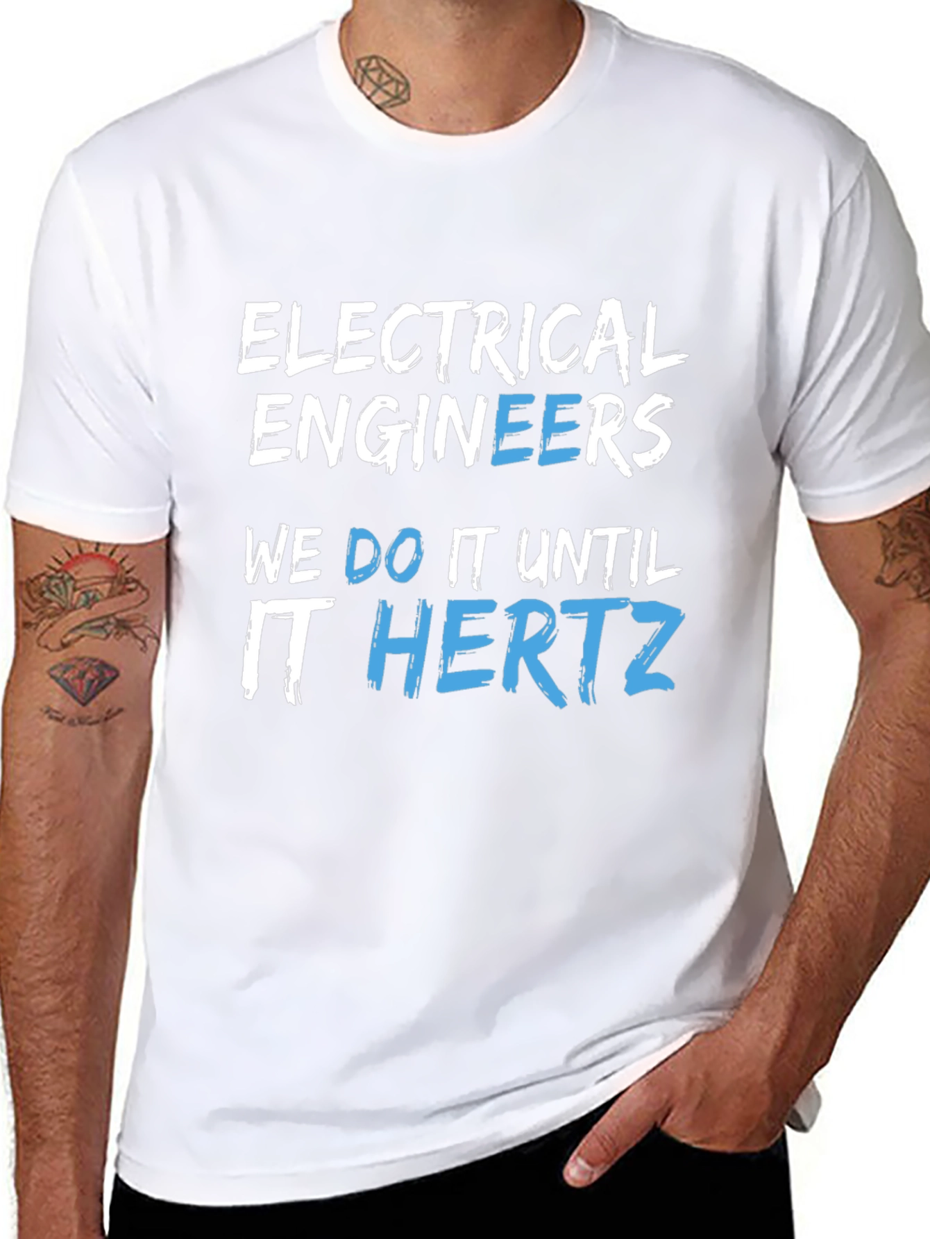 Black Electrical Engineers We Do It Until It Hertz Black T-Shirt view 8