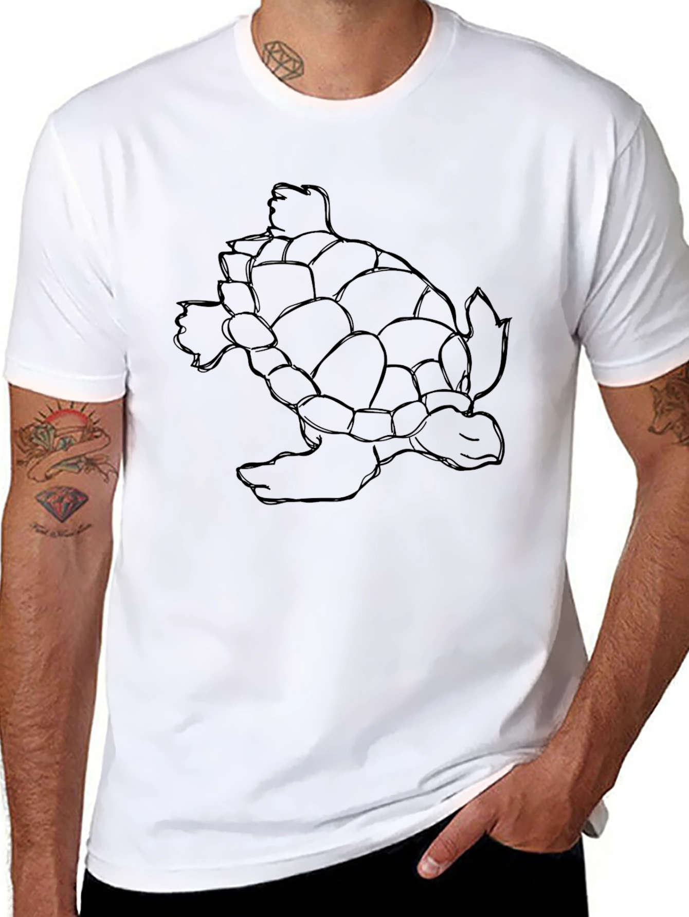 Black Men's Black Turtle Graphic Tee - Stylish & Unique Design view 8