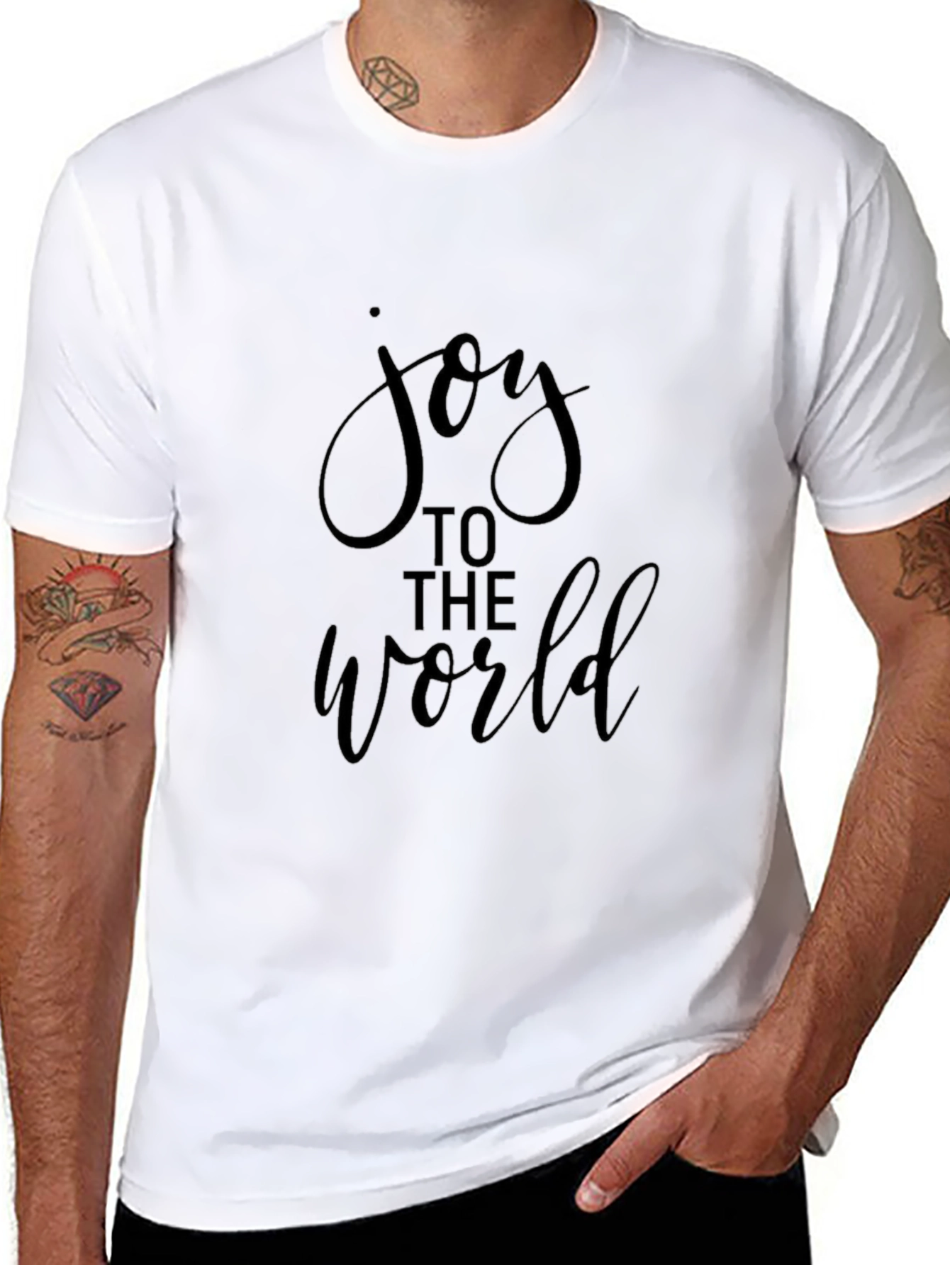 Black Joy To The World Black Graphic Tee view 8