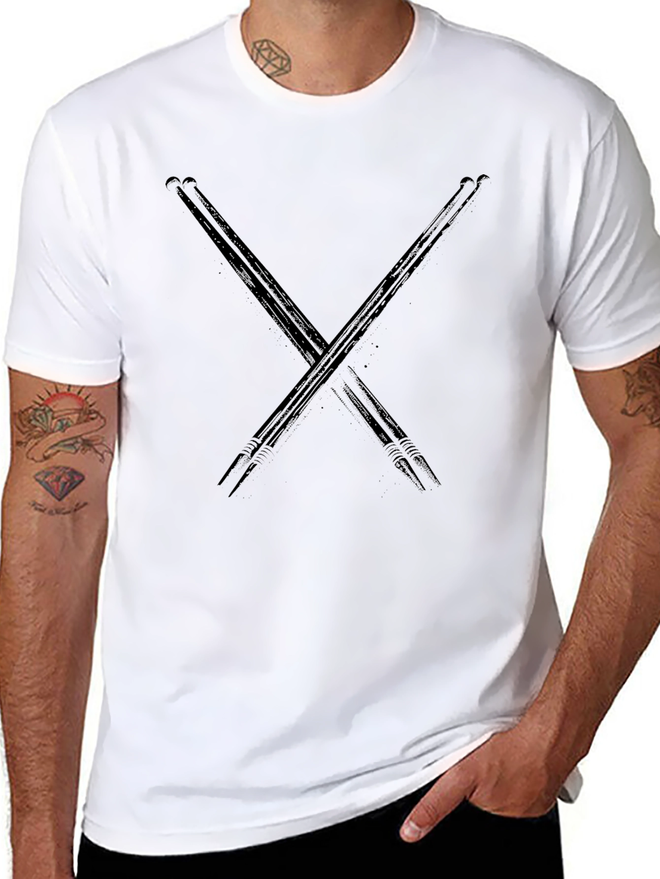Black Drumsticks Graphic Black Tee view 8