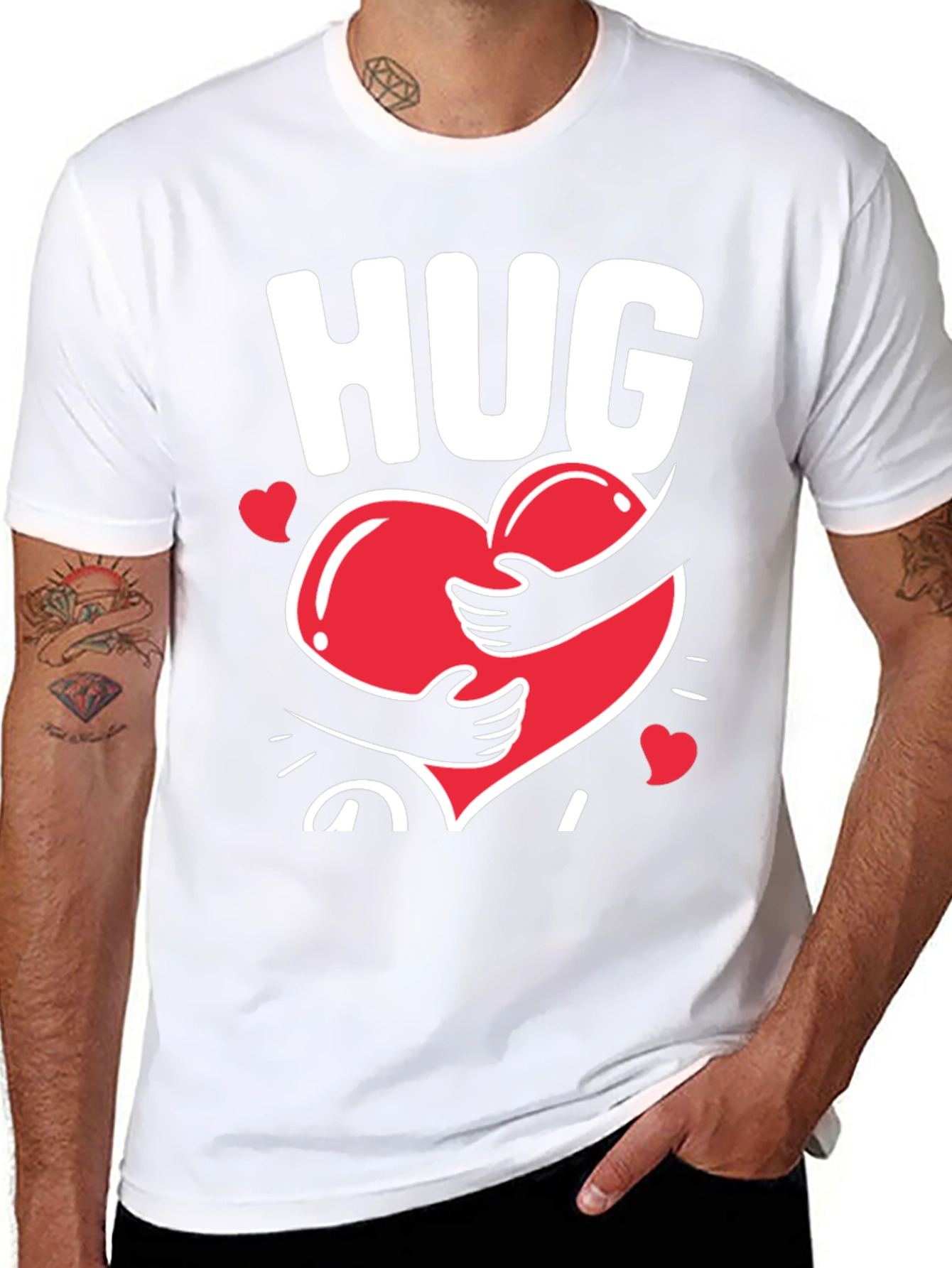 Black Hug Heart Graphic Tee - Black Casual T-Shirt view 8