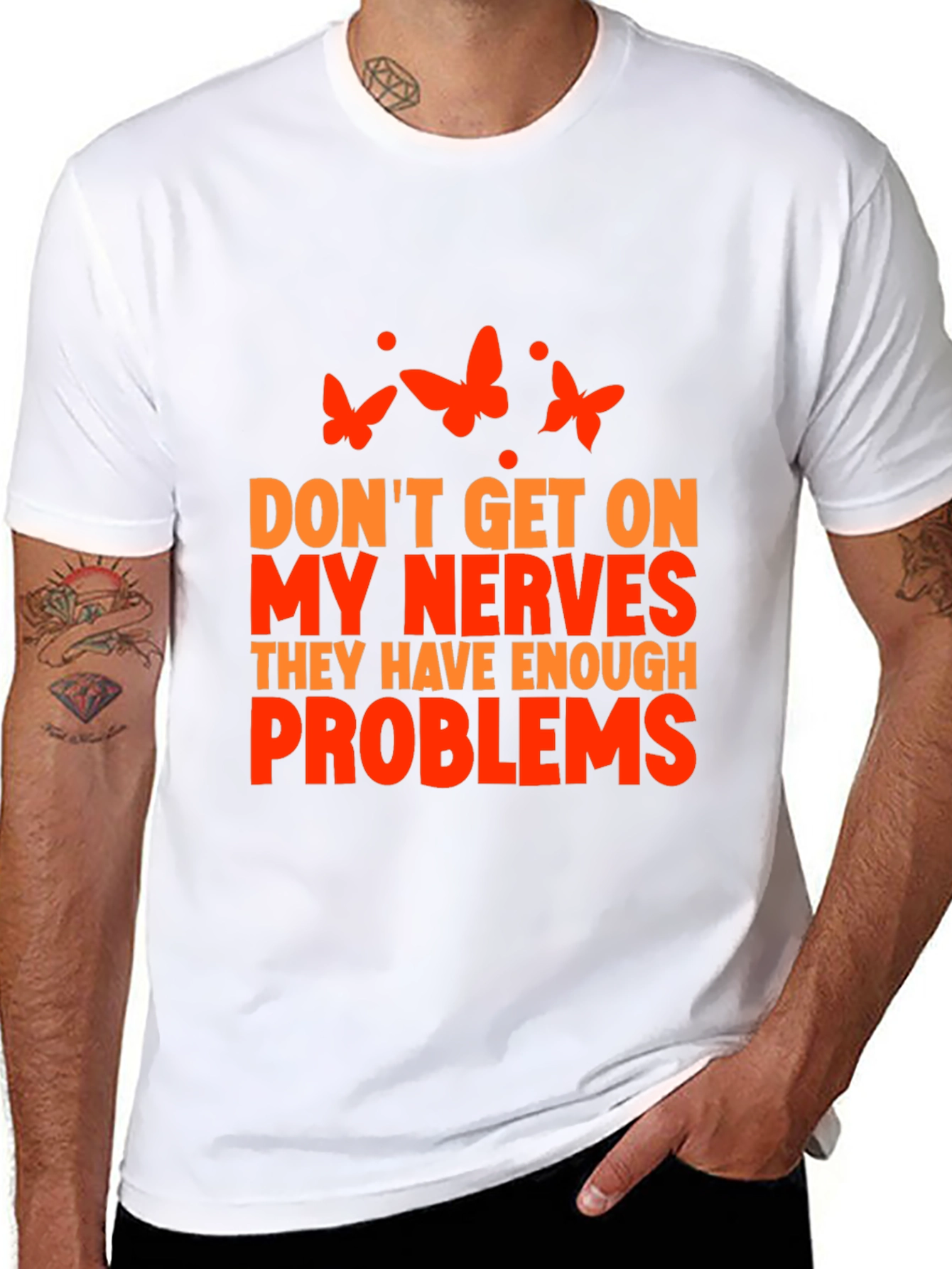 Black Funny Sarcastic Graphic Tee - Don't Get on My Nerves! view 8