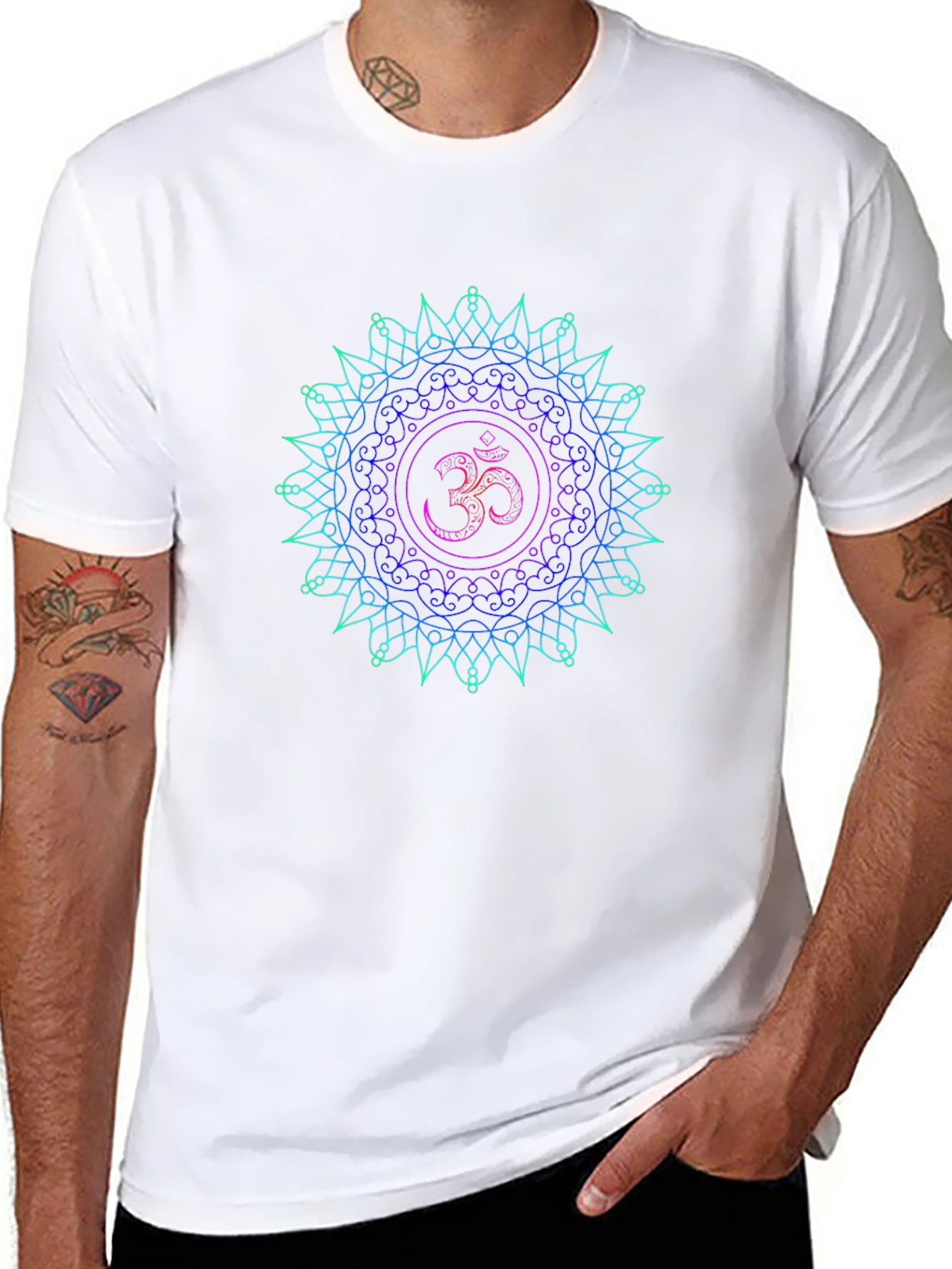Om Mandala T-Shirt - Spiritual Symbol Black Tee - 8