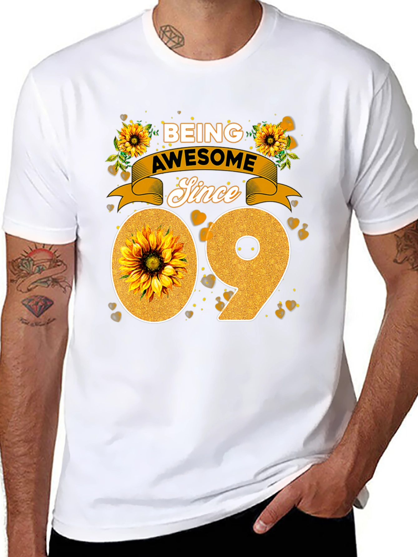 Black Being Awesome Since 09 Sunflower Tee view 8