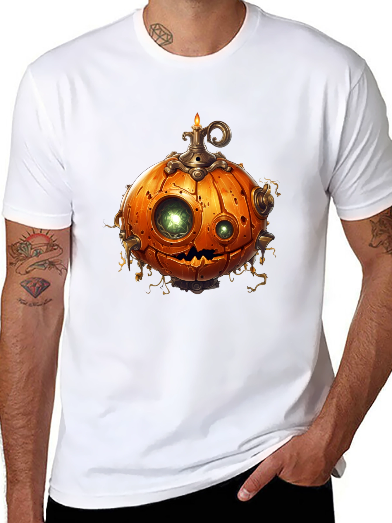 Black Steampunk Pumpkin T-Shirt - Halloween Style view 8