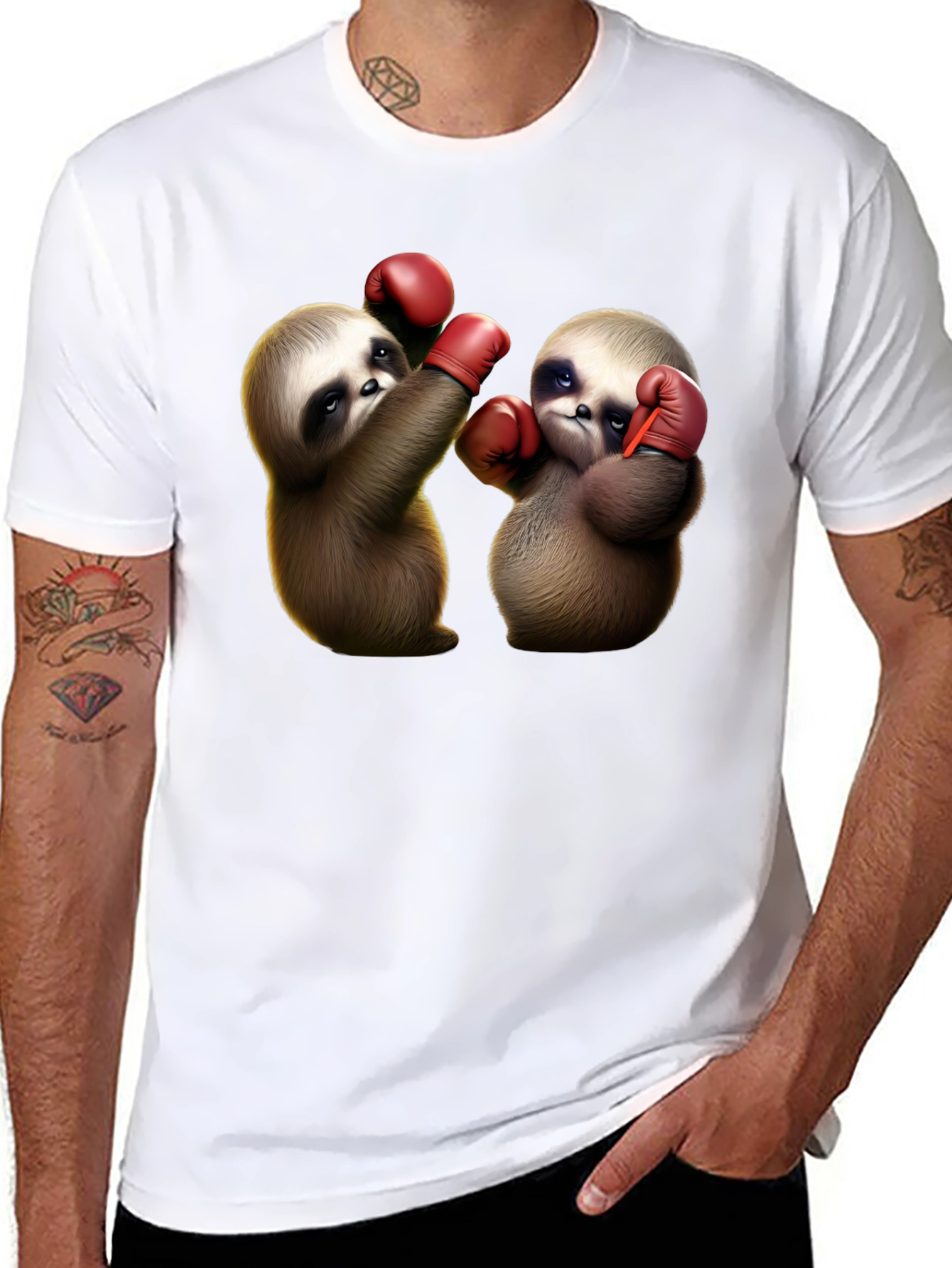 Black Boxing Sloth Graphic Tee view 8
