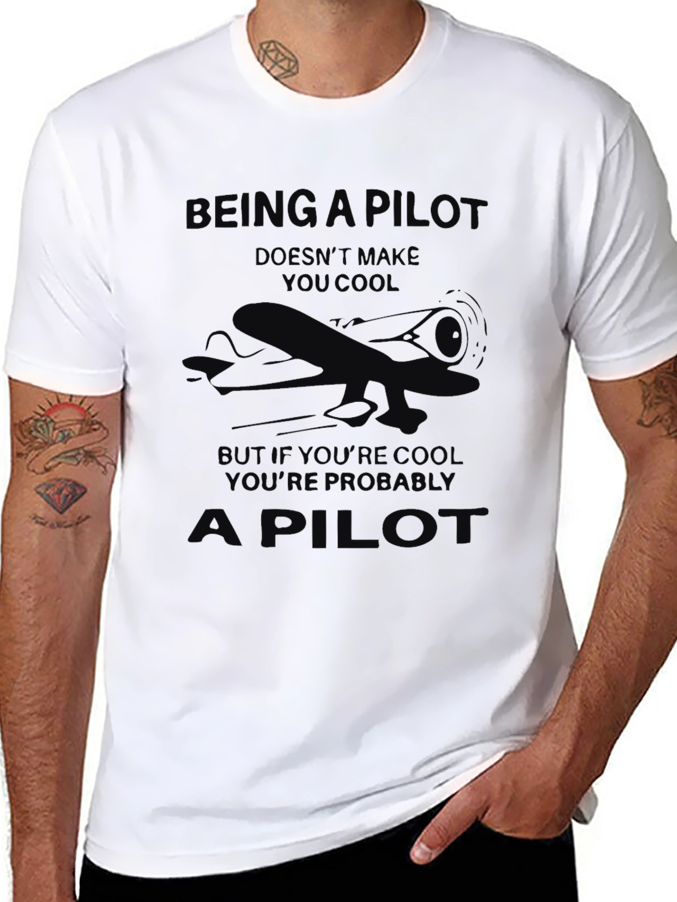 Black Pilot Coolness T-Shirt - Airplane Humor view 8