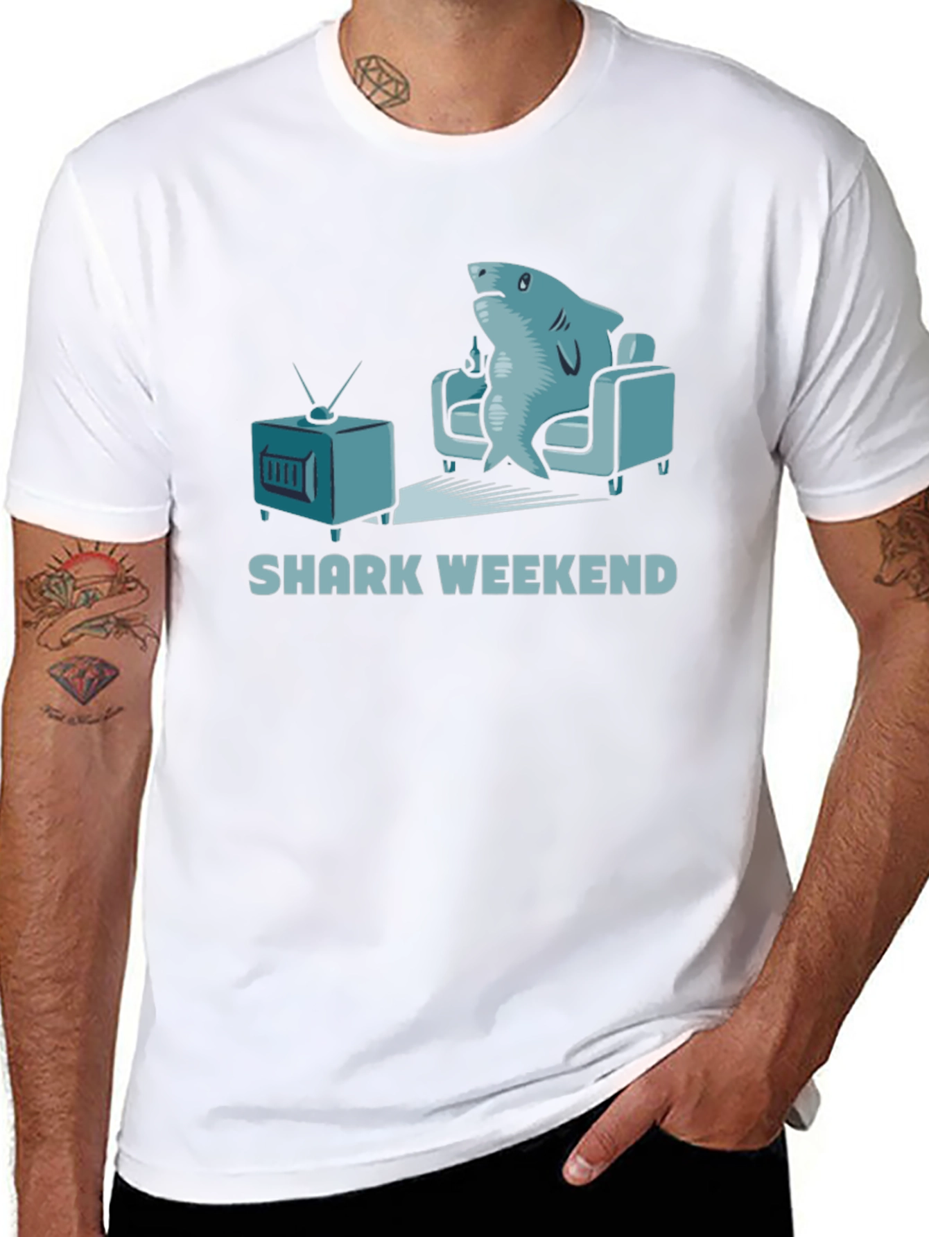 Black Shark Weekend Black Graphic Tee view 8
