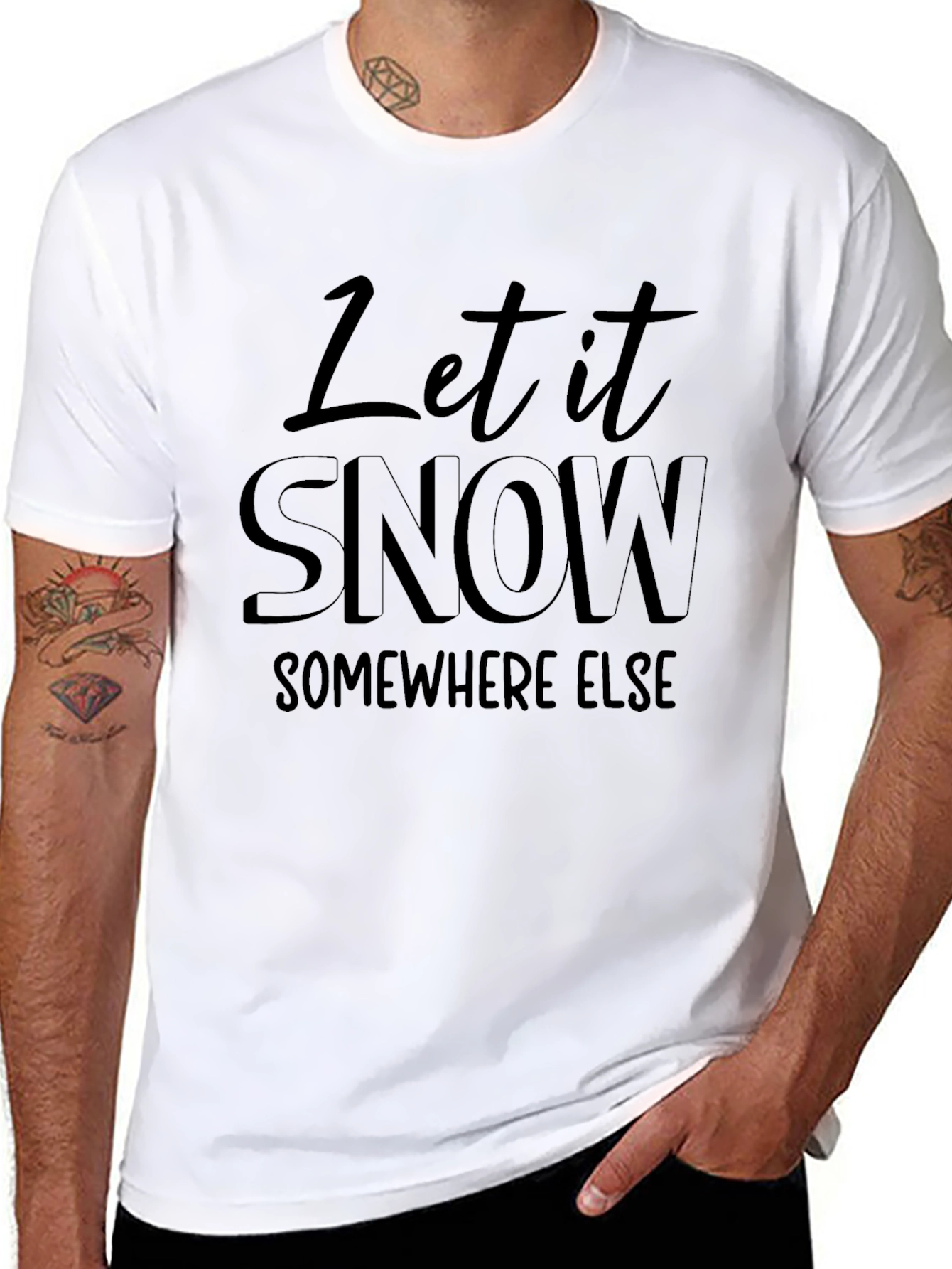 Black Let it Snow Graphic Tee - Black Crew Neck view 8