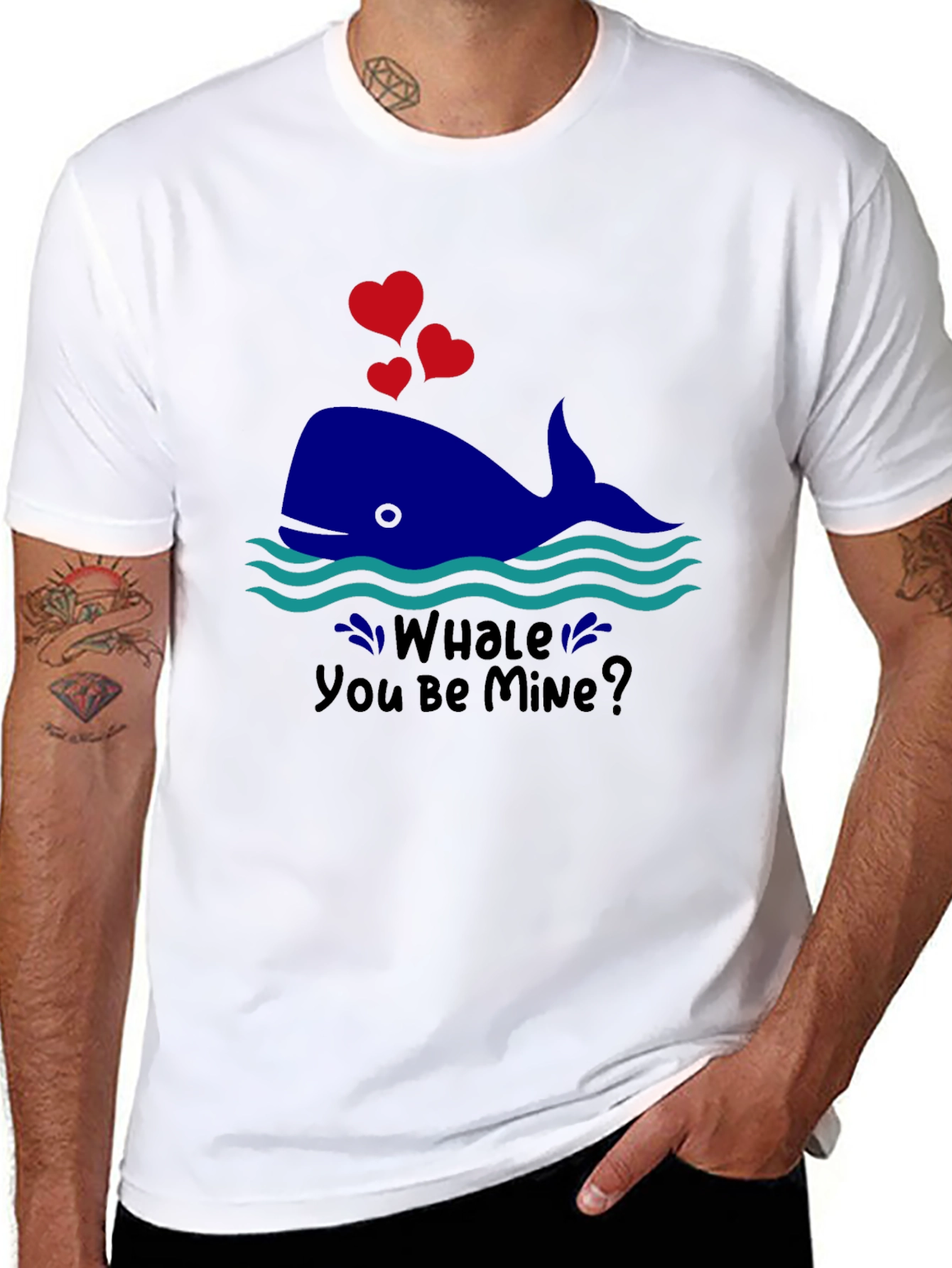 Black Whale You Be Mine Valentine's T-Shirt view 8
