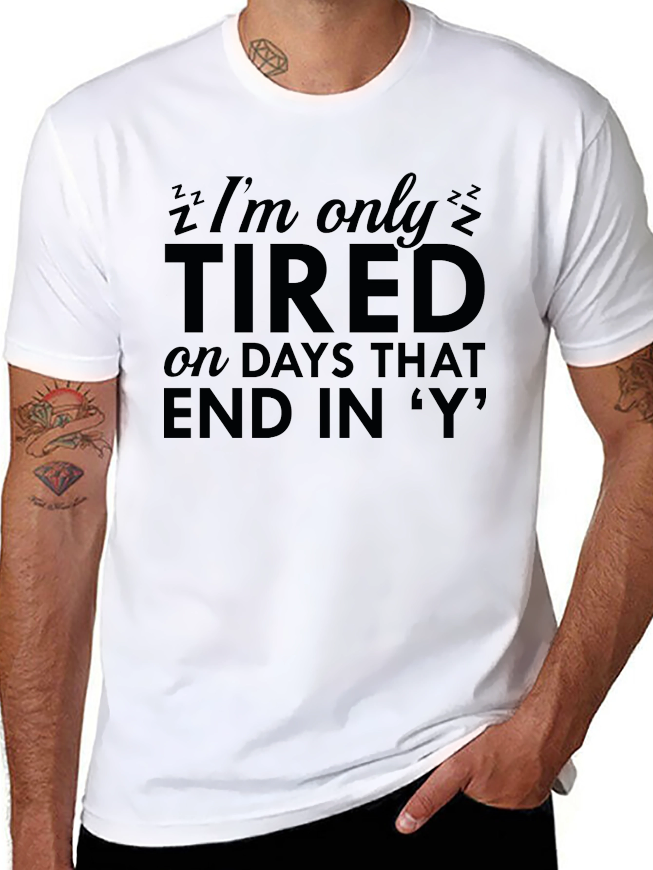 Black Funny Tired Days T-Shirt - Soft Cotton Blend Tee view 8