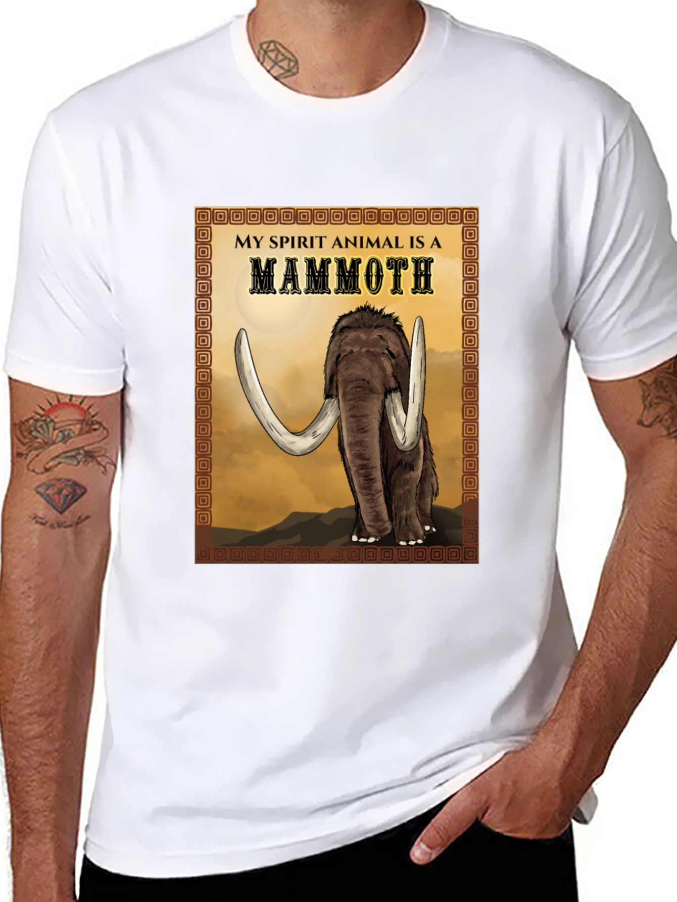 Black Mammoth Spirit Animal T-Shirt - Graphic Tee view 8