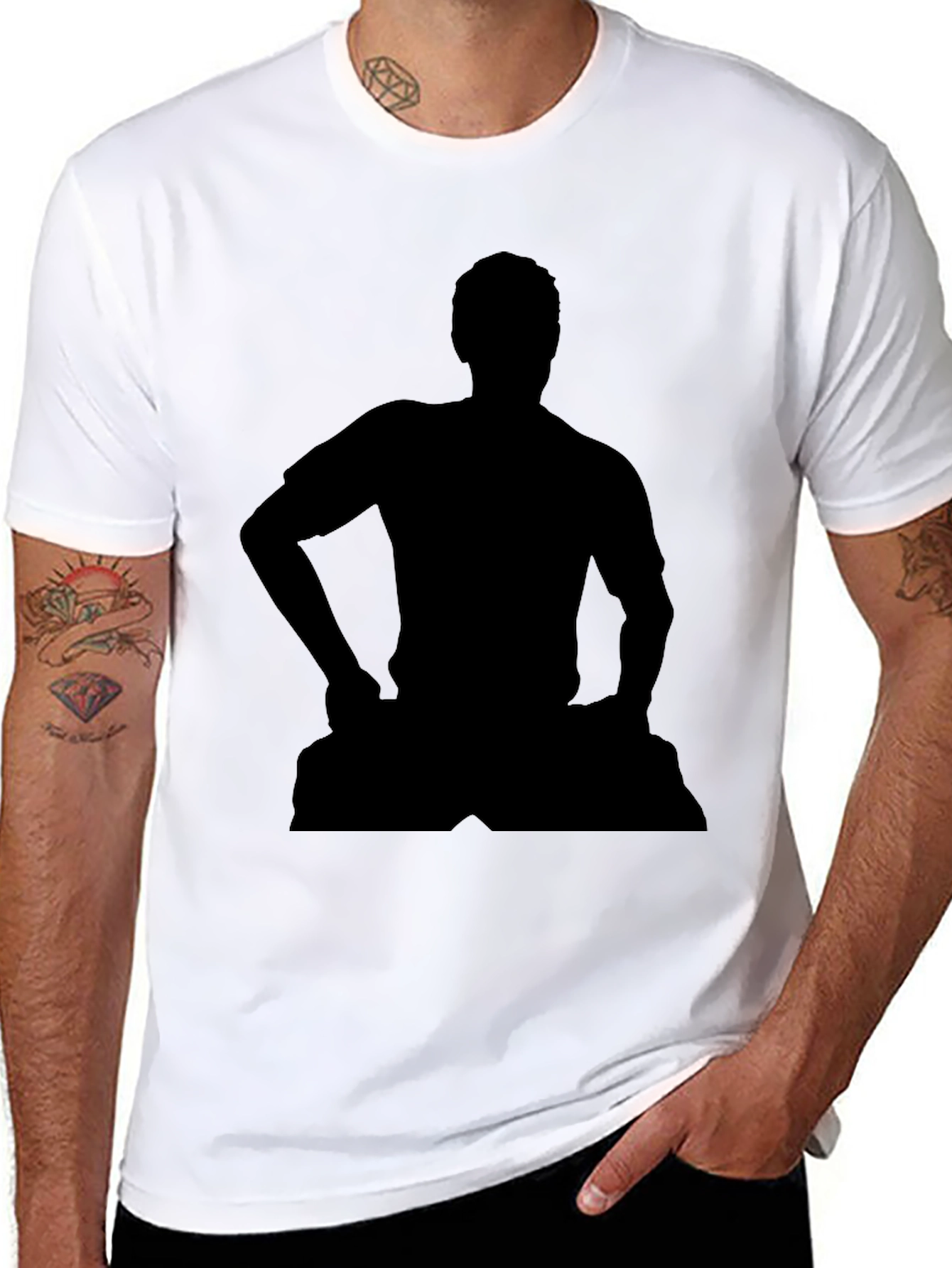 Black Silhouette Graphic Tee - Men's Black T-Shirt view 8