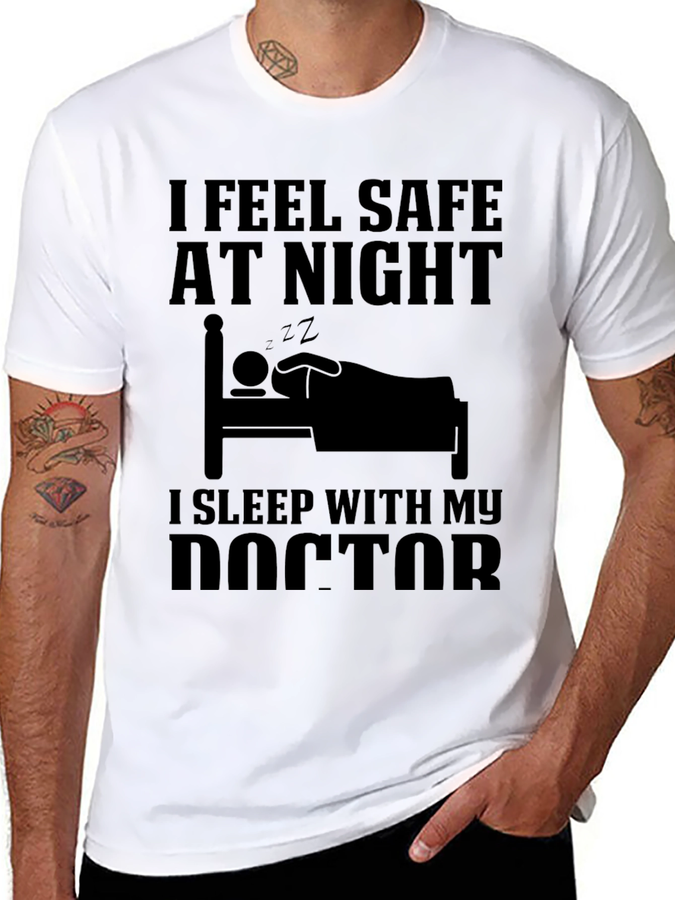 Black I Sleep With My Doctor T-Shirt view 8