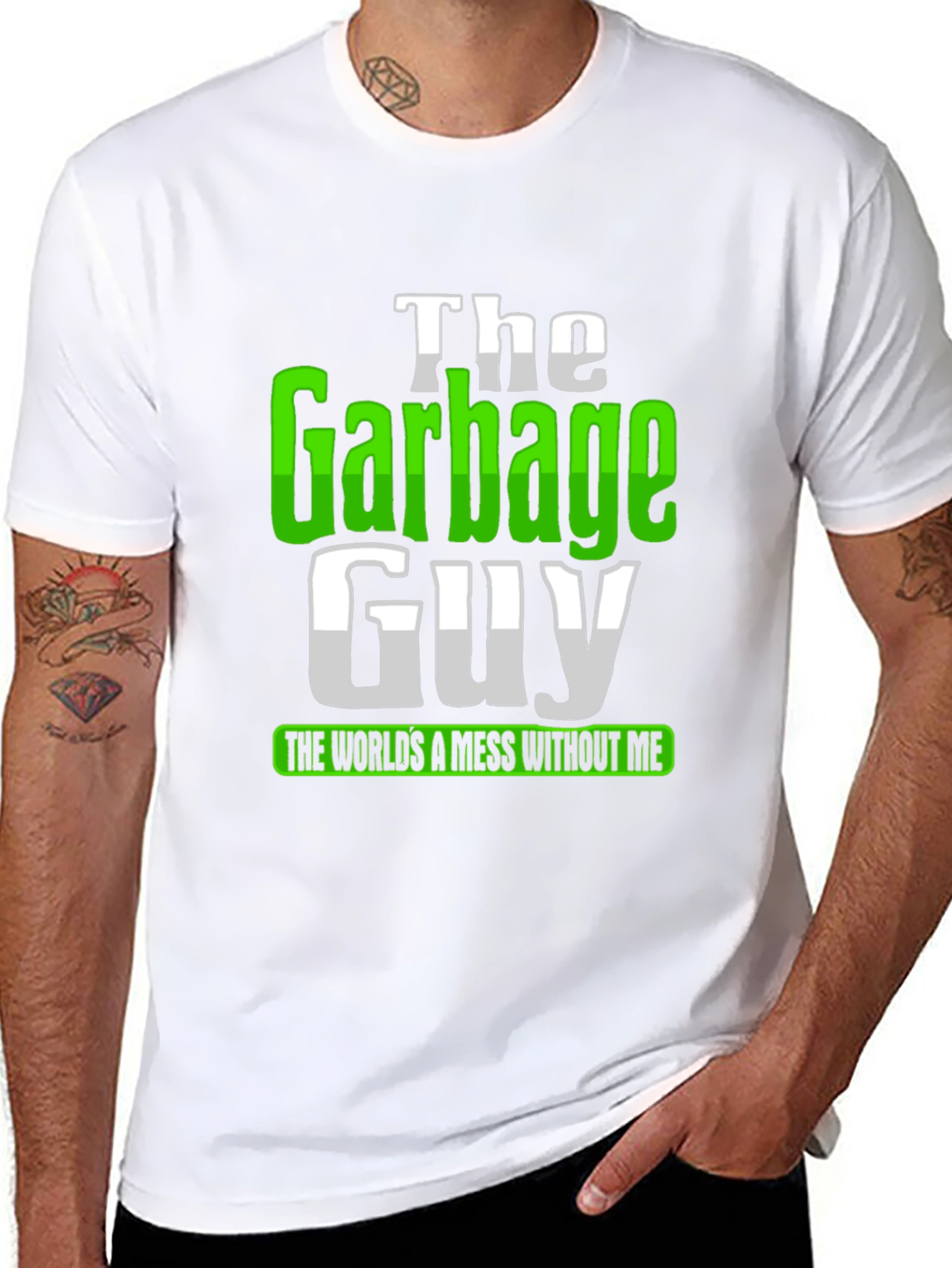 Black The Garbage Guy T-Shirt - Funny Sanitation Worker Tee view 8