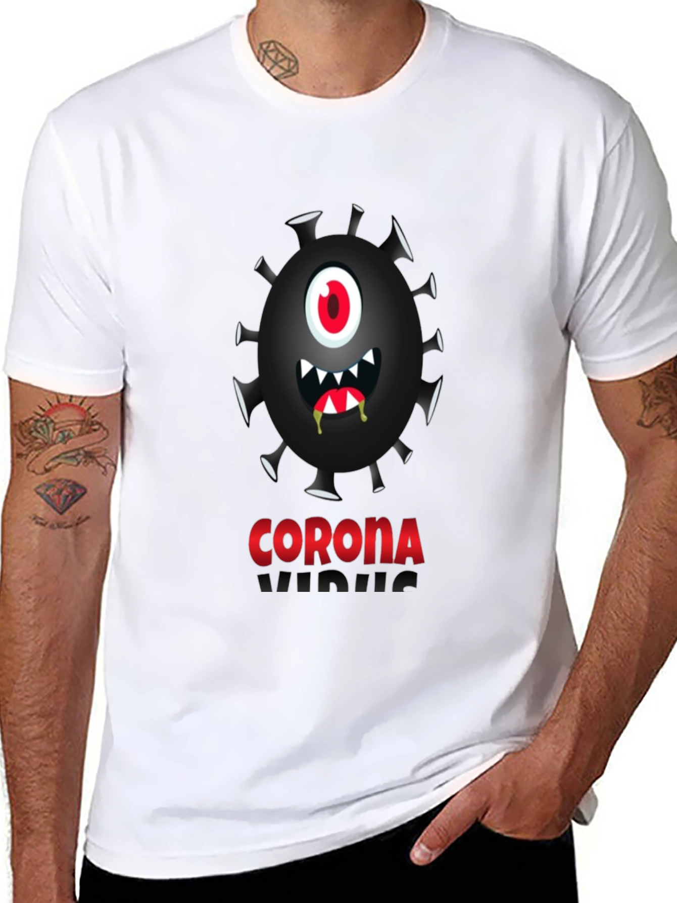 Black Corona Virus Graphic Novelty Tee view 8
