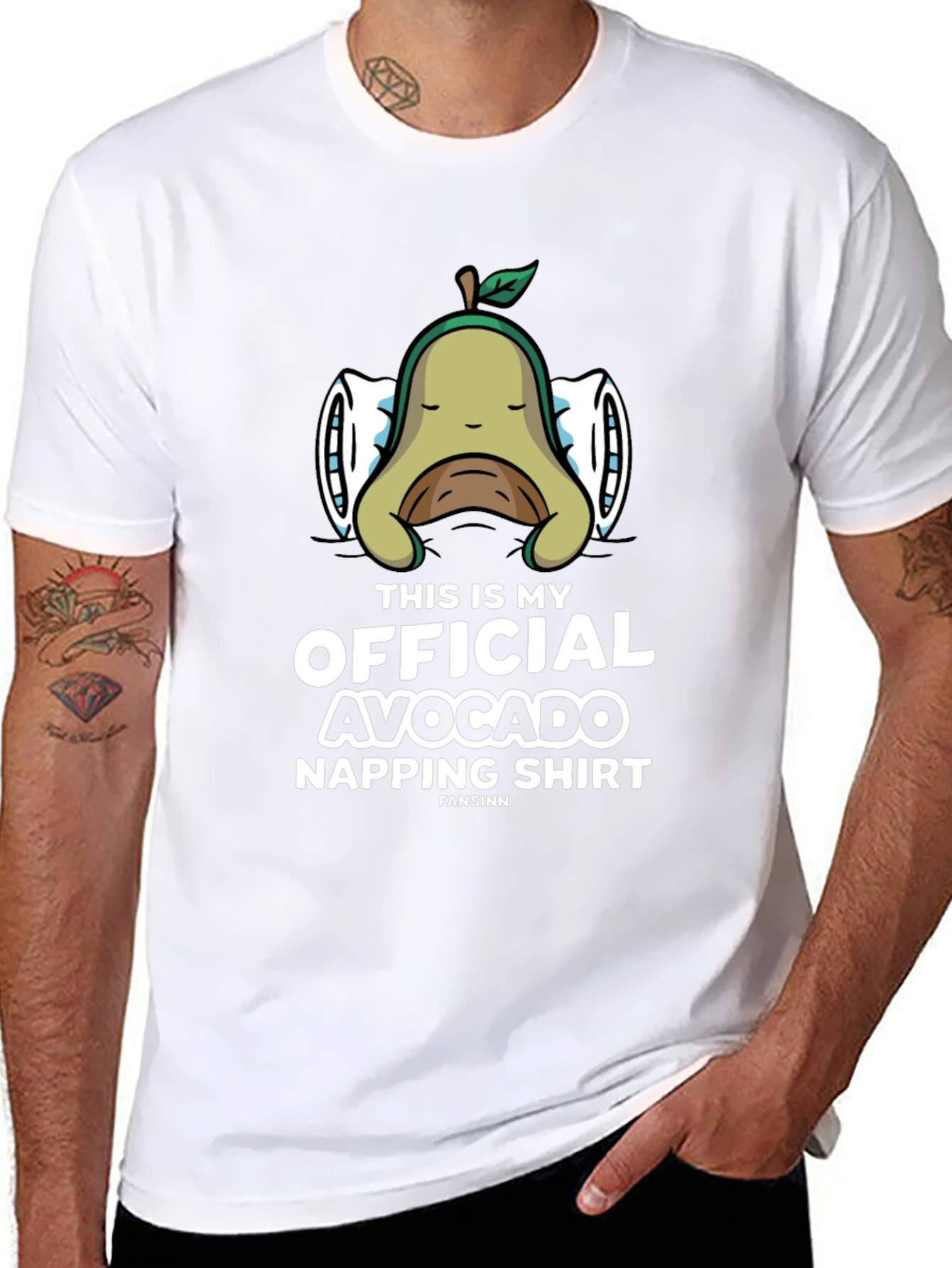 Black Avocado Napping T-Shirt - Funny Sleep Shirt view 8