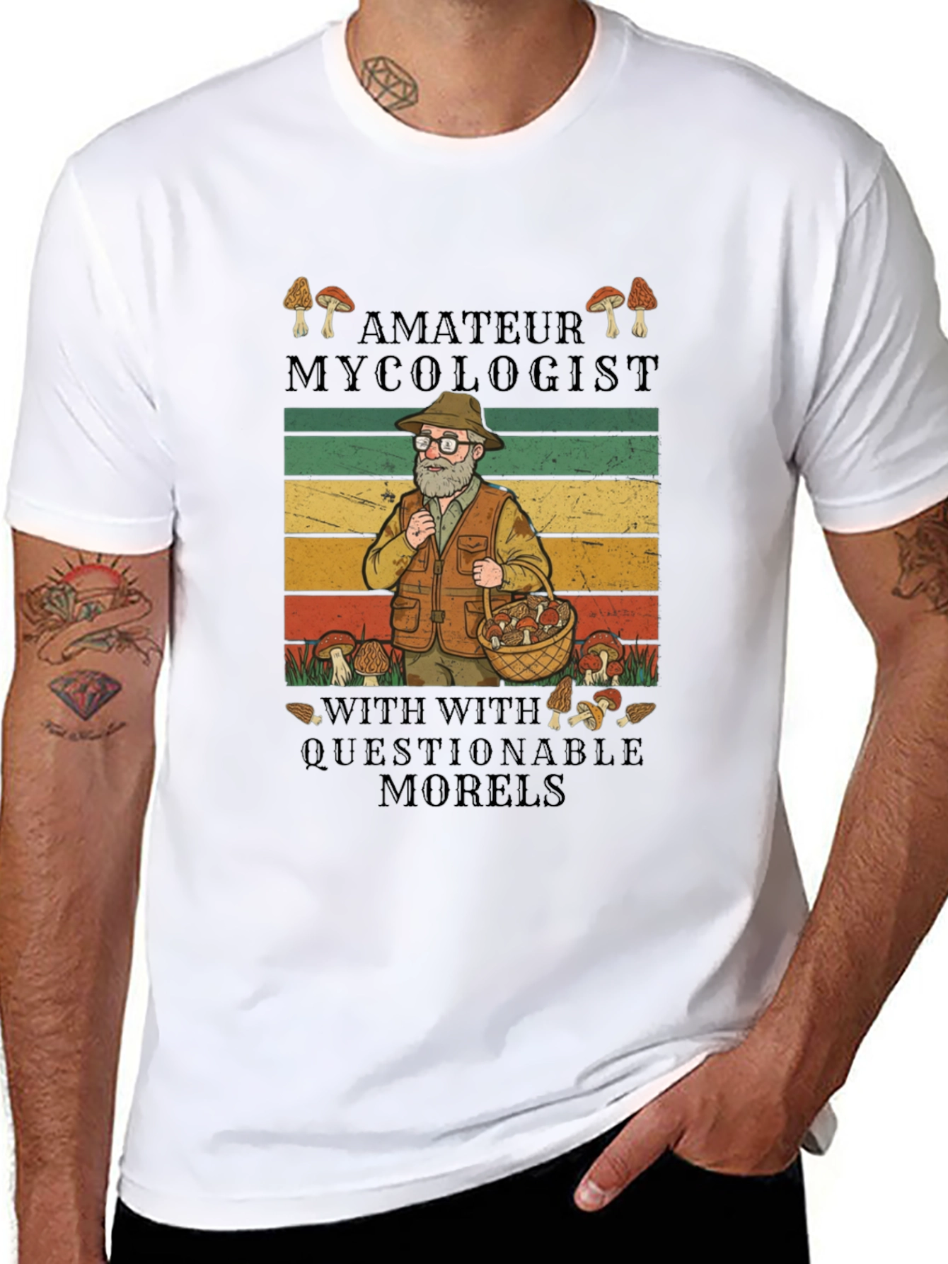 Black Amateur Mycologist T-Shirt - Questionable Morels view 8