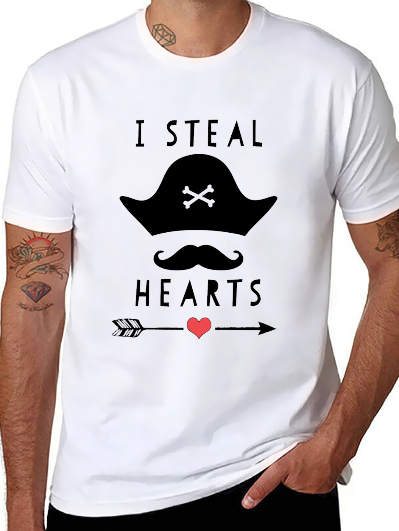 Black I Steal Hearts Pirate Graphic T-Shirt view 8
