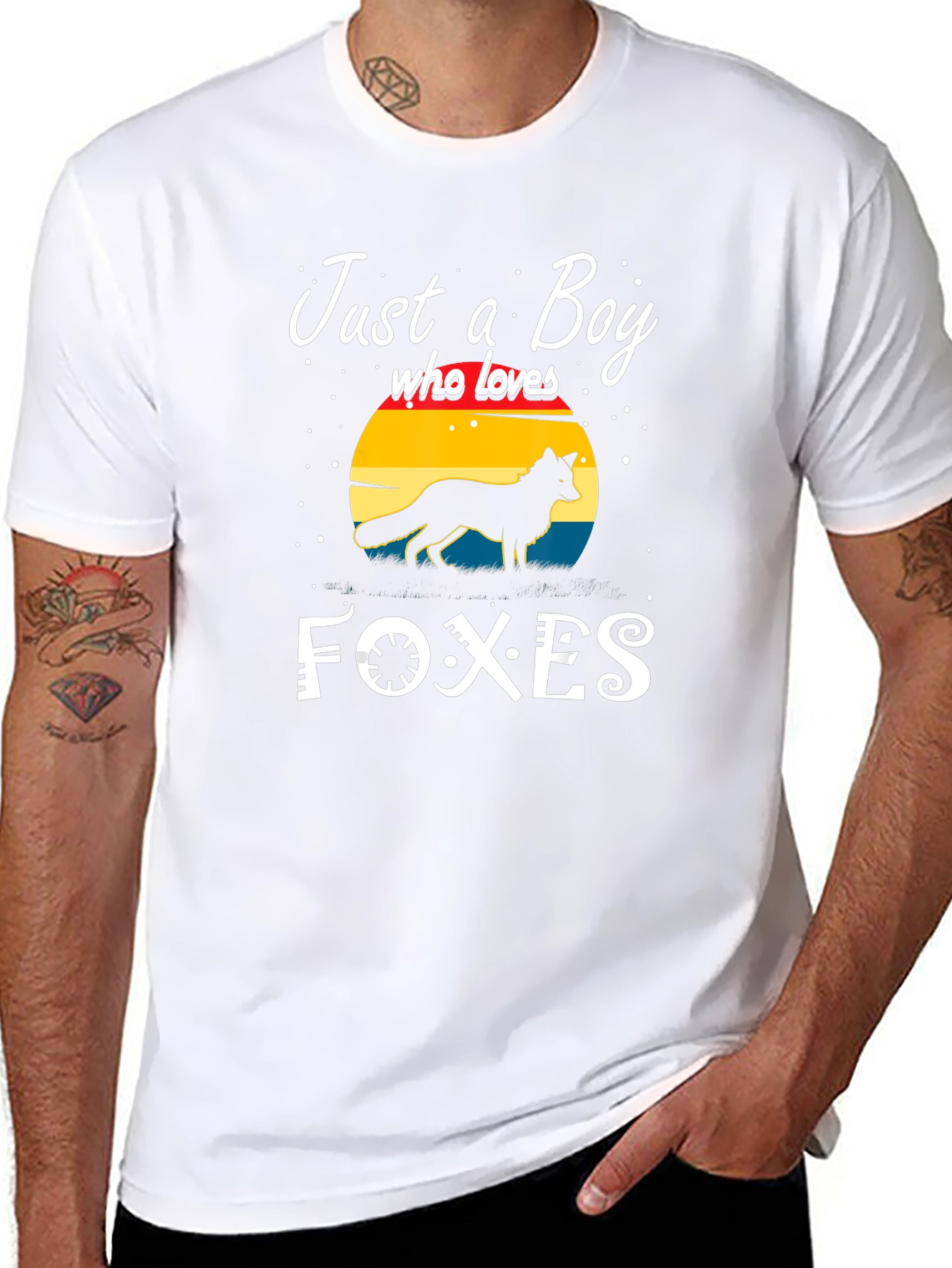 Black Just a Boy Who Loves Foxes T-Shirt view 8