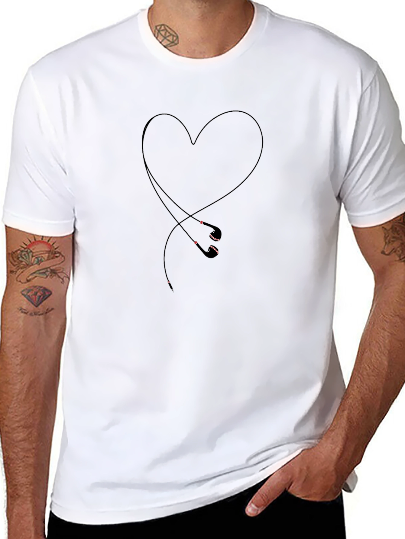 Black Heart Headphones Graphic Tee - Love Your Music! view 8