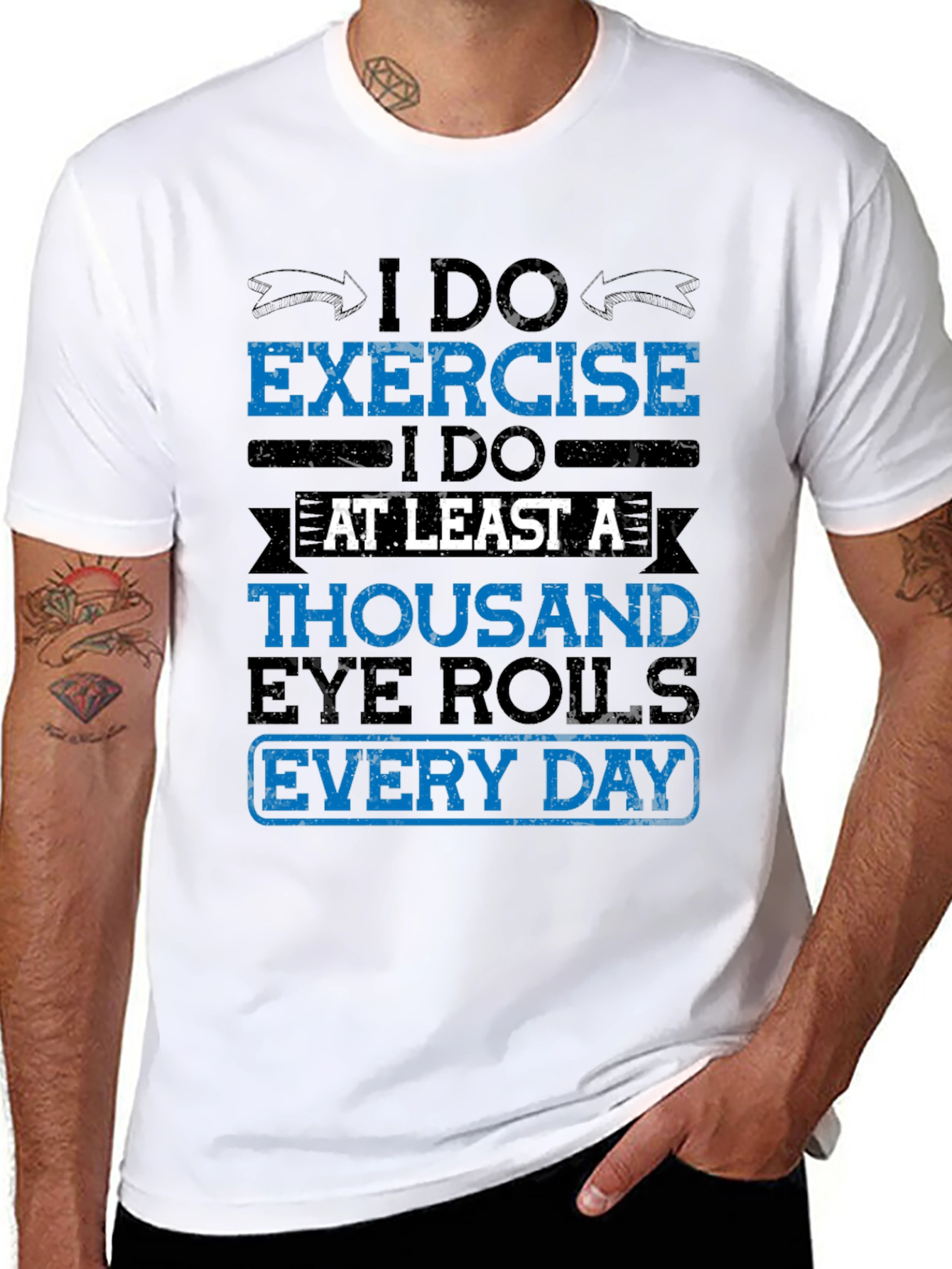 Black Funny Exercise Eye Roll T-Shirt view 8