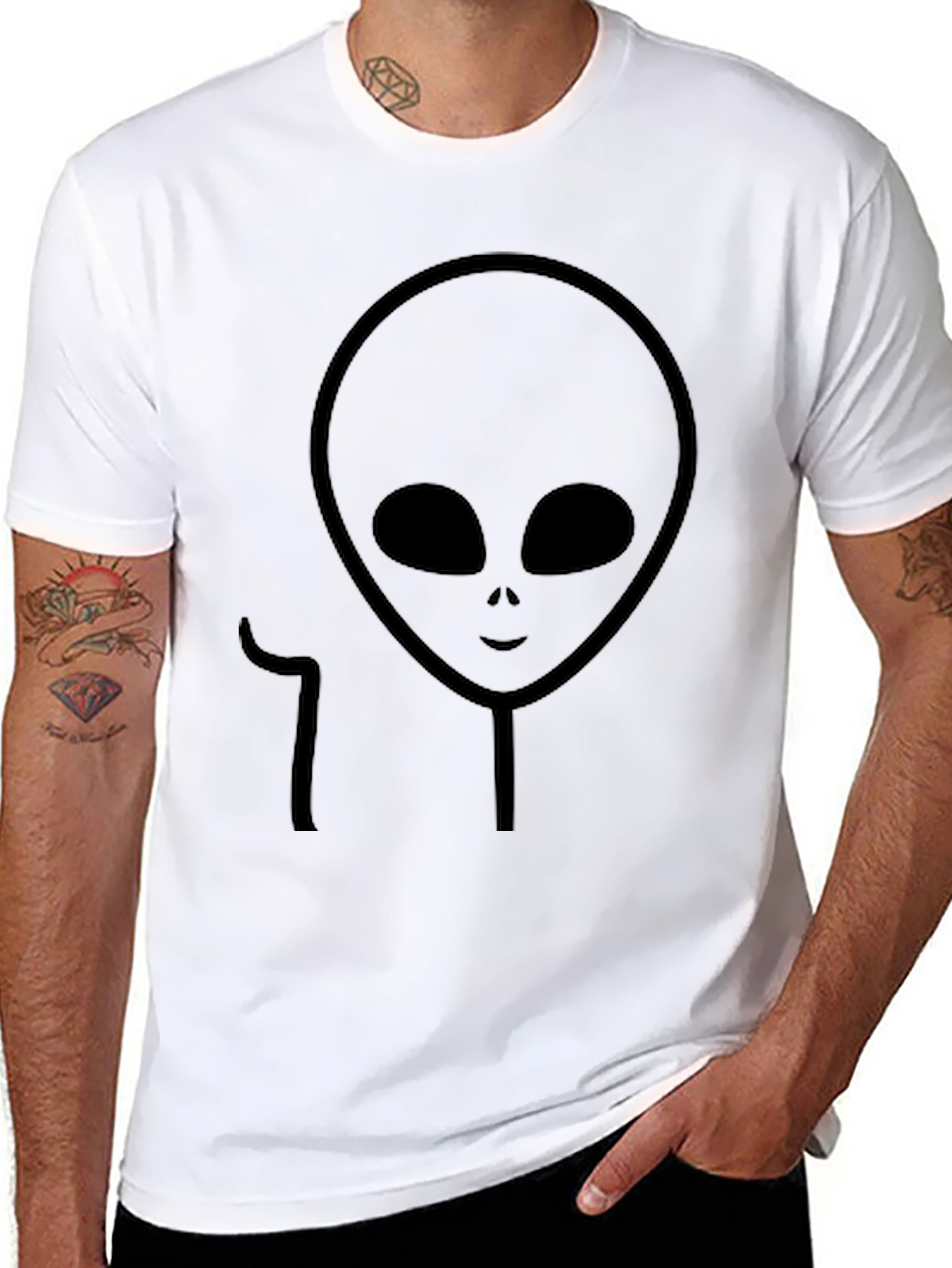 Black Black Alien Graphic Tee - Extraterrestrial Style view 8
