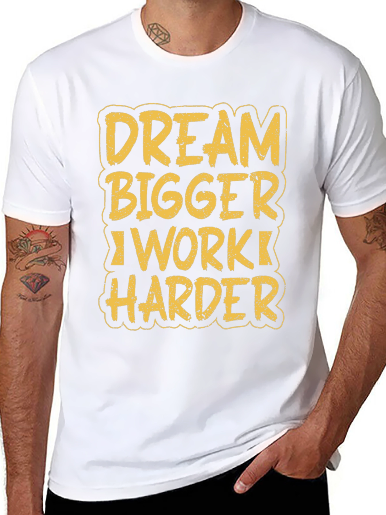 Dream Bigger Work Harder Black Graphic Tee - 8
