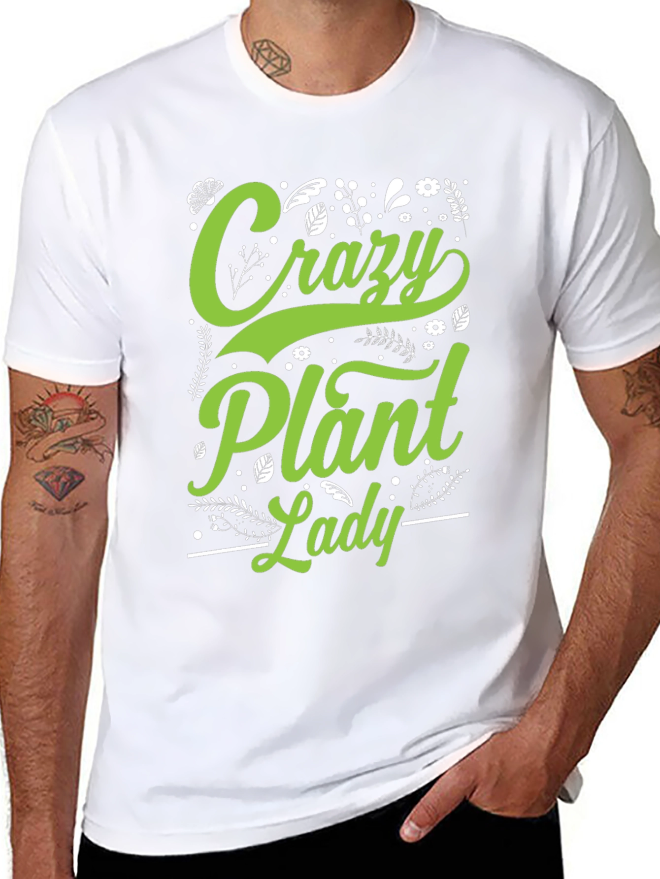 Black Crazy Plant Lady Graphic T-Shirt view 8