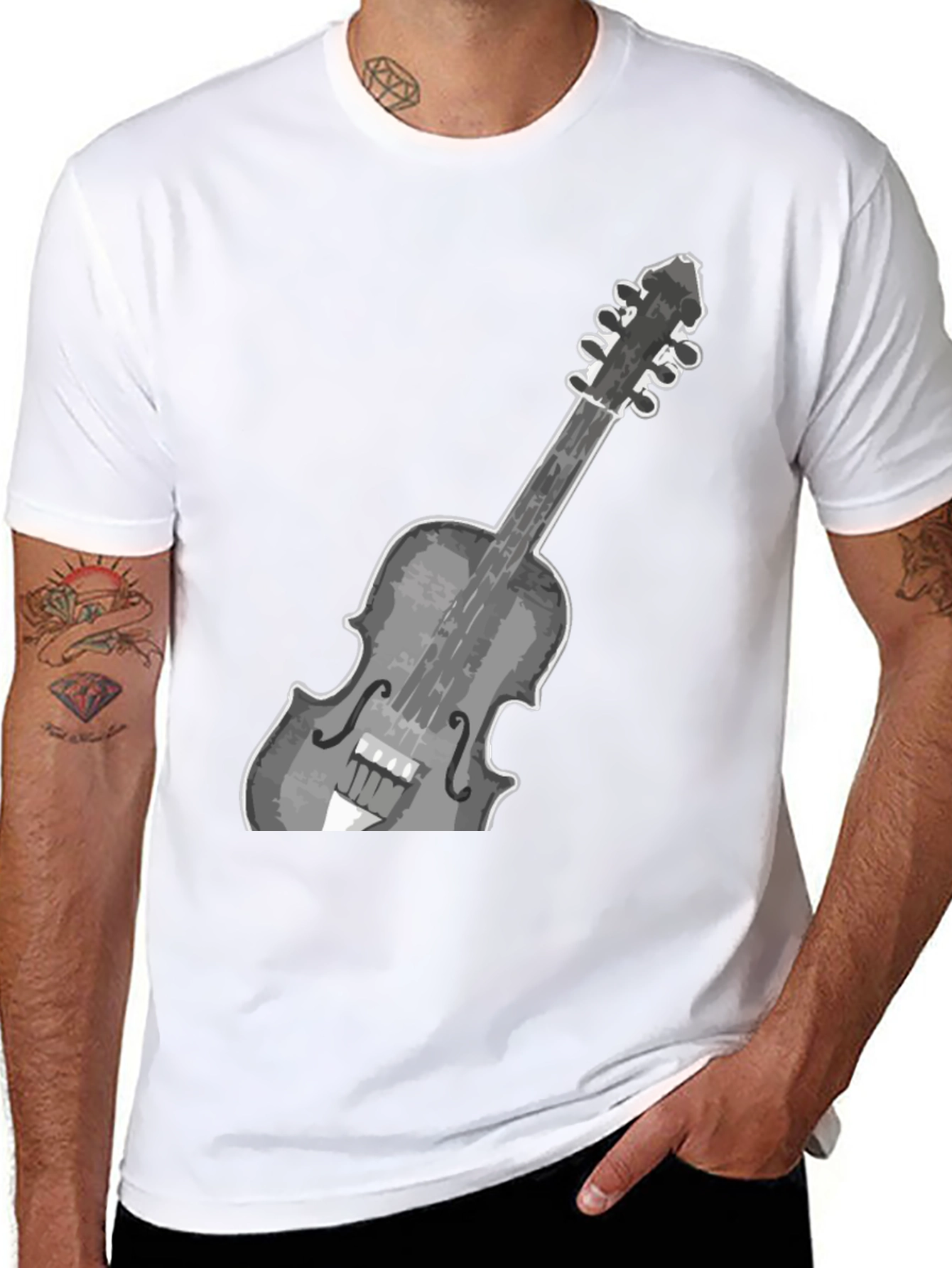 Black Violin Graphic Tee - Stylish Musical Instrument Design view 8