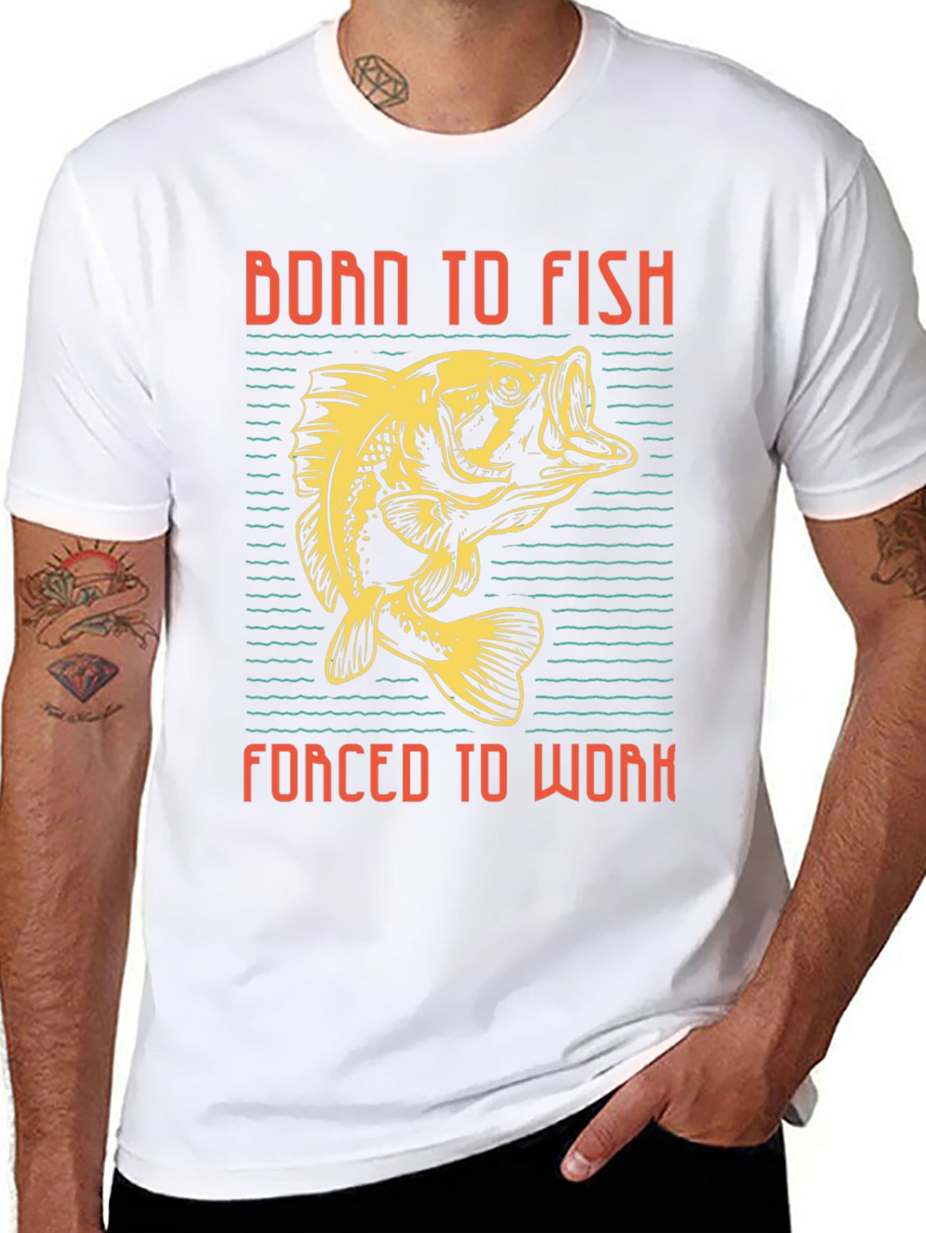 Black Born to Fish T-Shirt view 8
