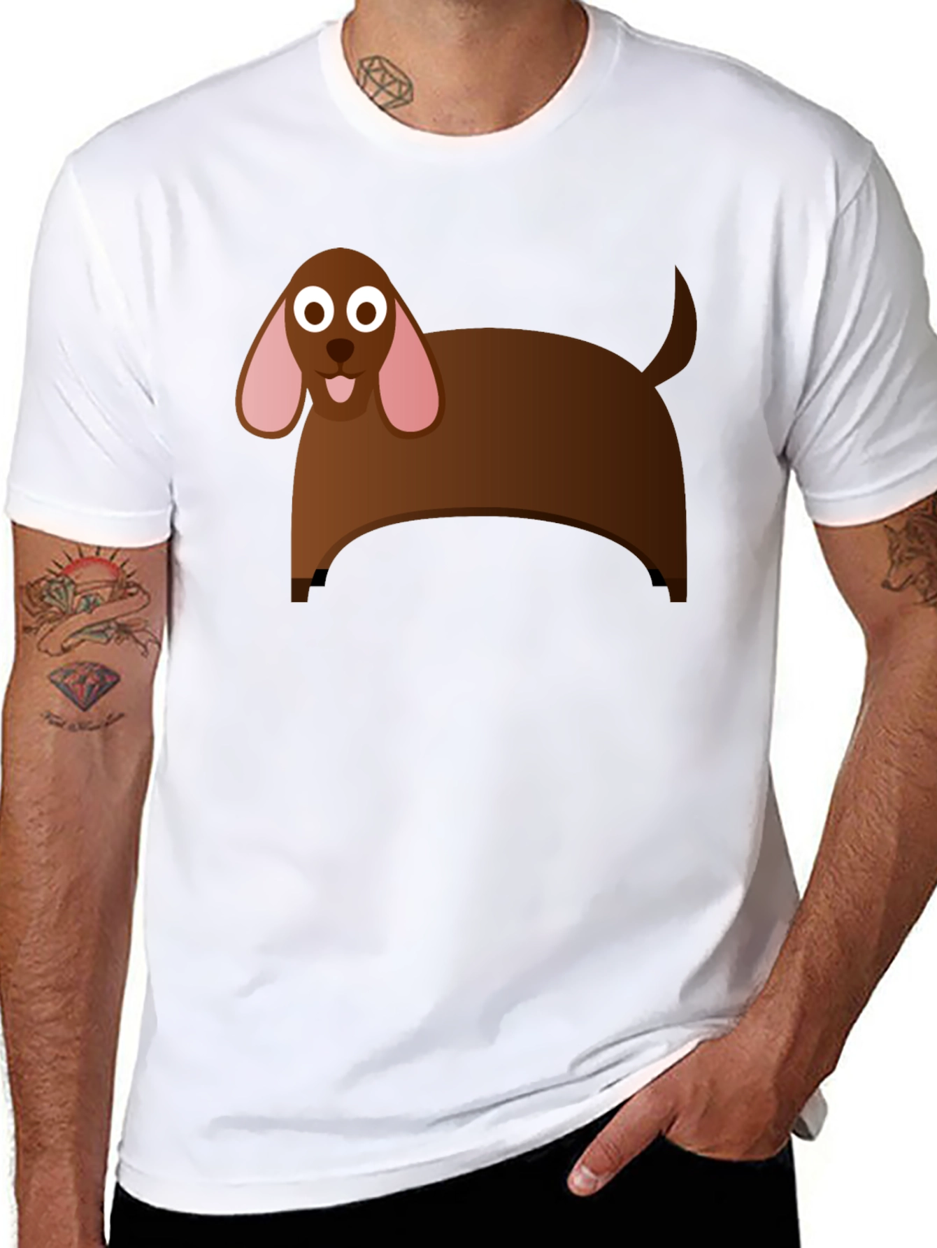 Black Cartoon Dog Graphic T-Shirt - Black Cotton Tee view 8