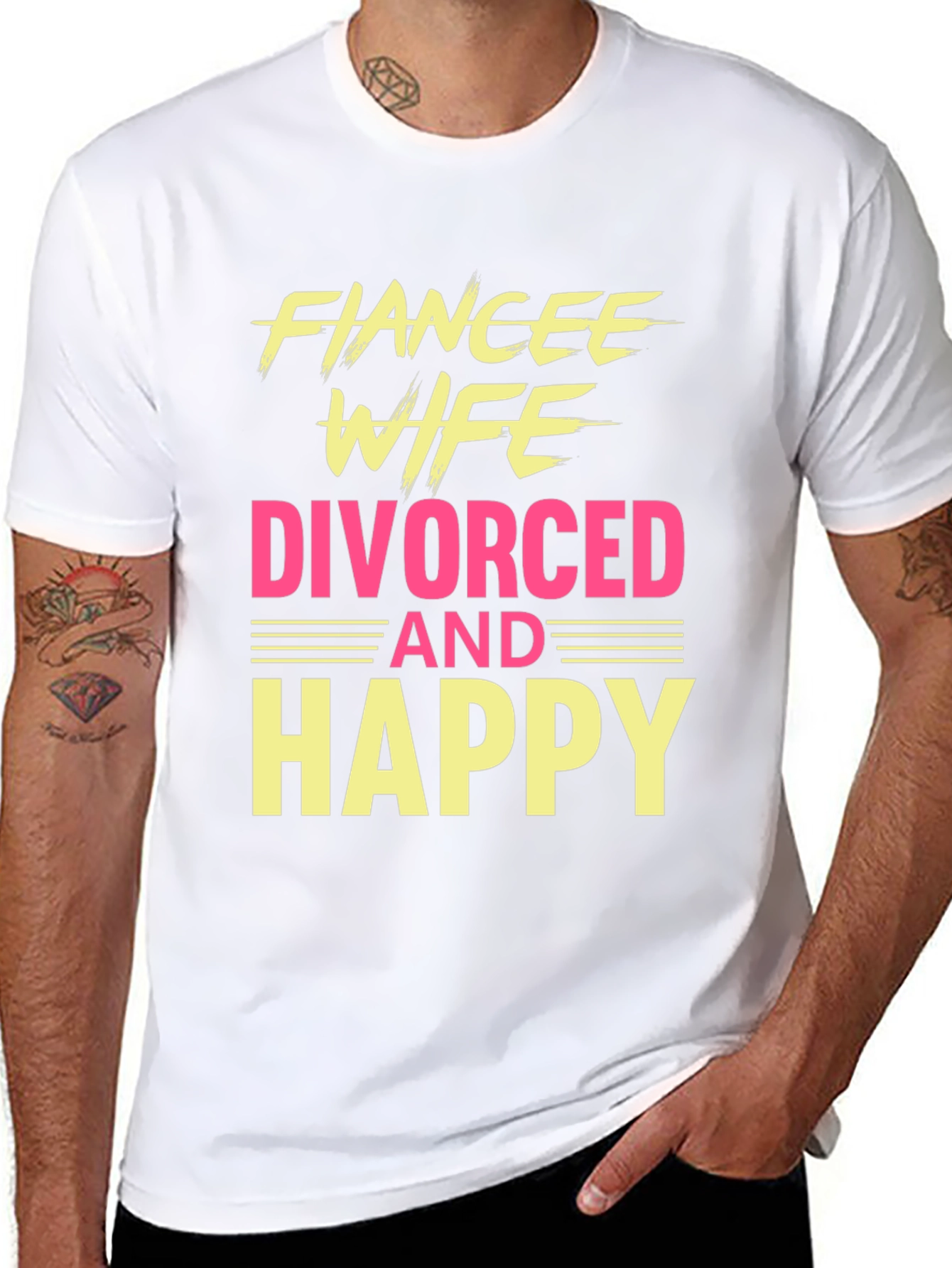 Black Funny Divorced & Happy Graphic T-Shirt view 8