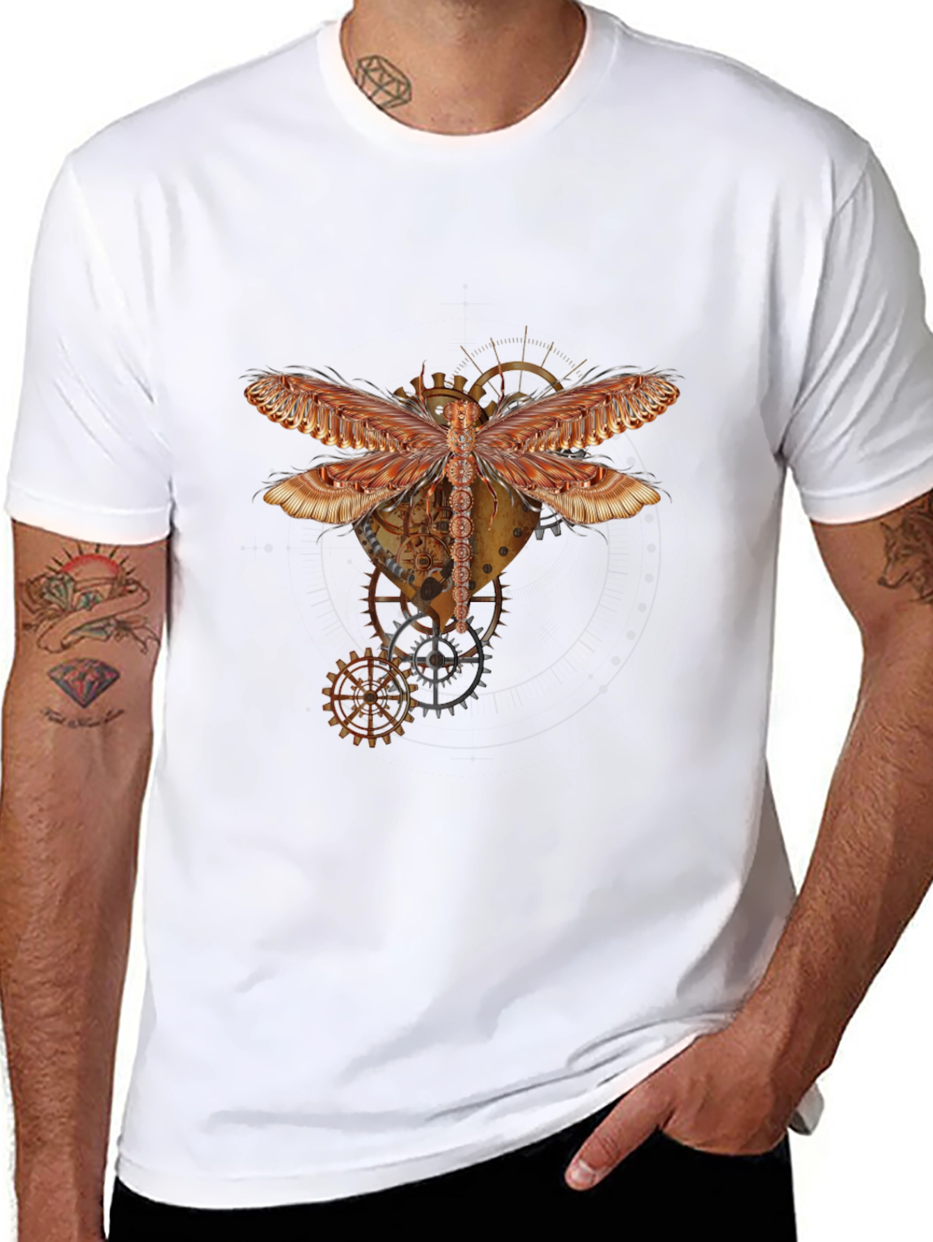Black Steampunk Dragonfly Graphic Tee - Unique Design view 8