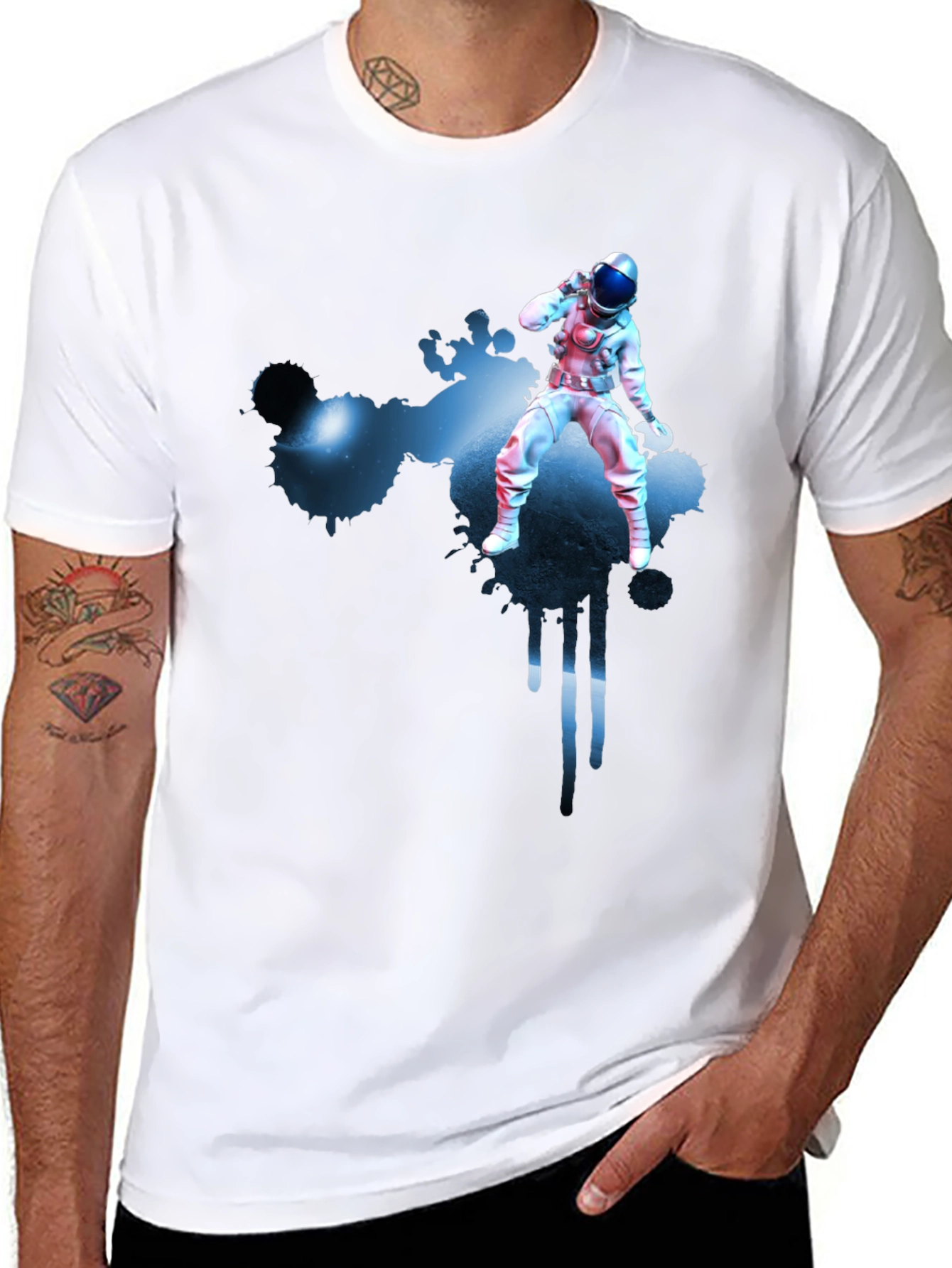 Black Astronaut Galaxy T-Shirt - Black Graphic Tee view 8