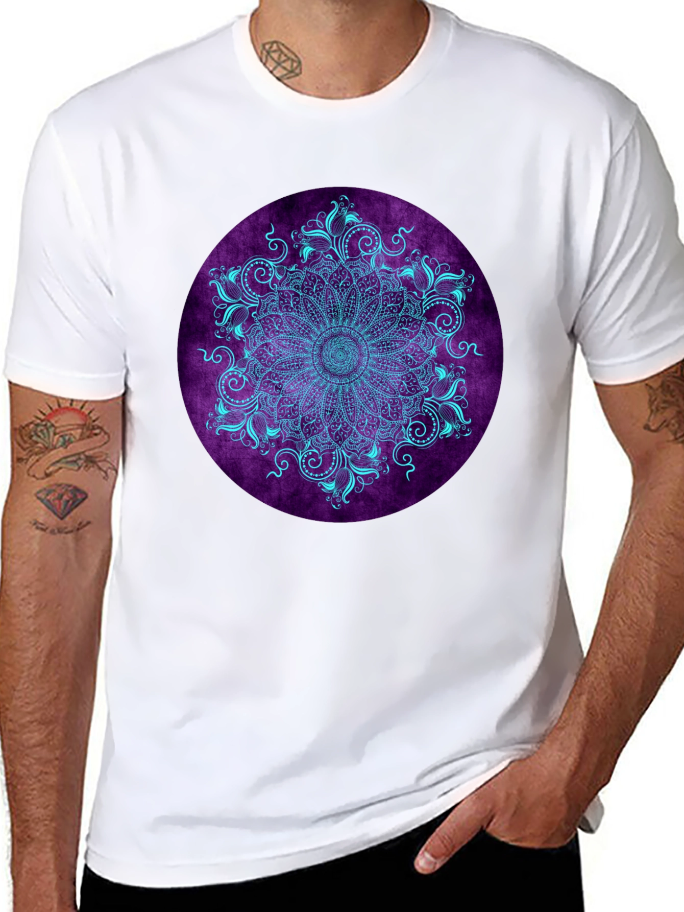 Black Mandala Print Black T-Shirt view 8