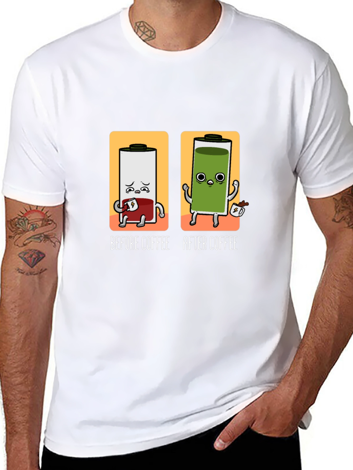 Coffee Lover T-Shirt - Before and After Funny Battery - 8