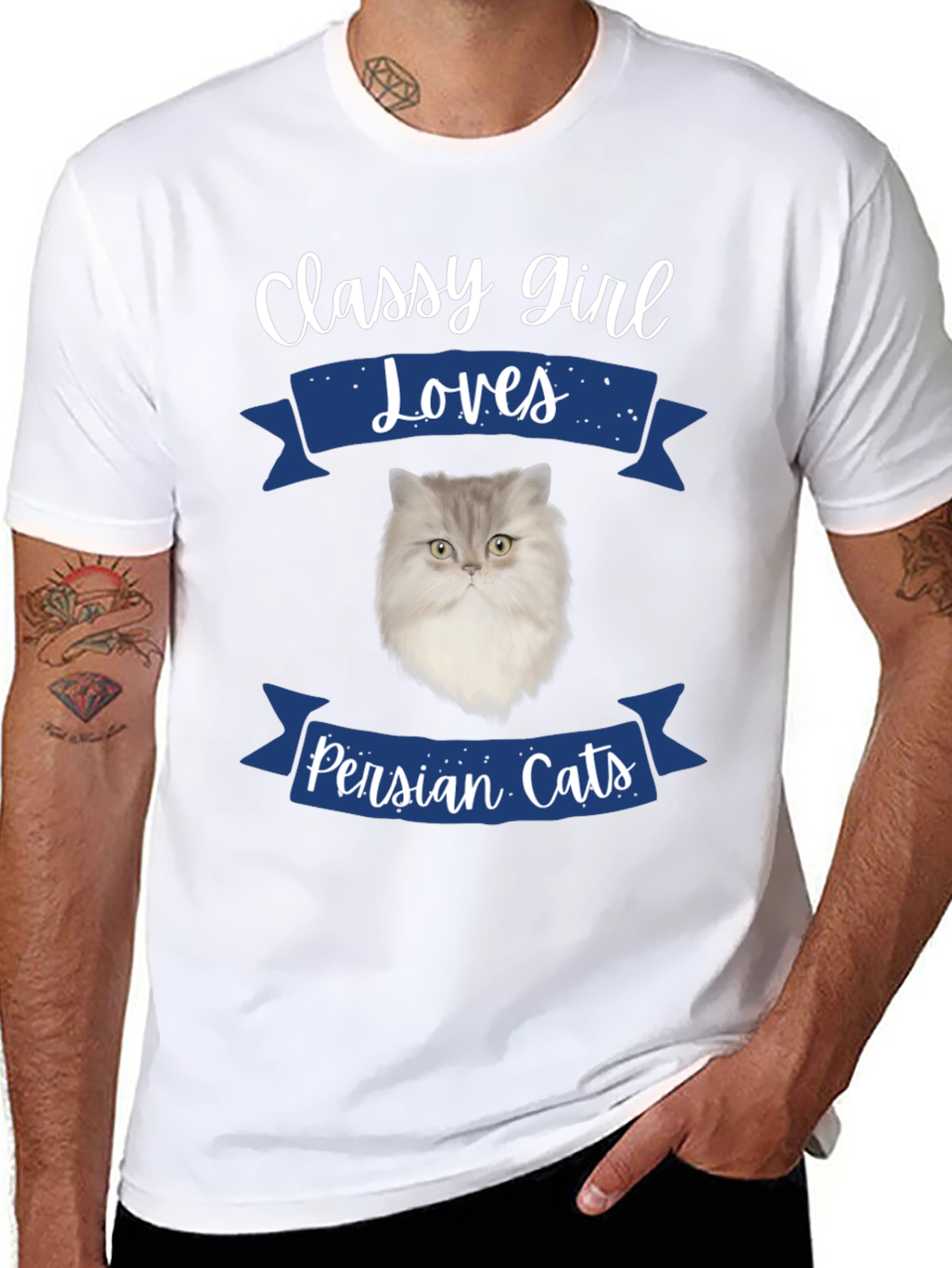 Black Classy Girl Loves Persian Cats T-Shirt view 8