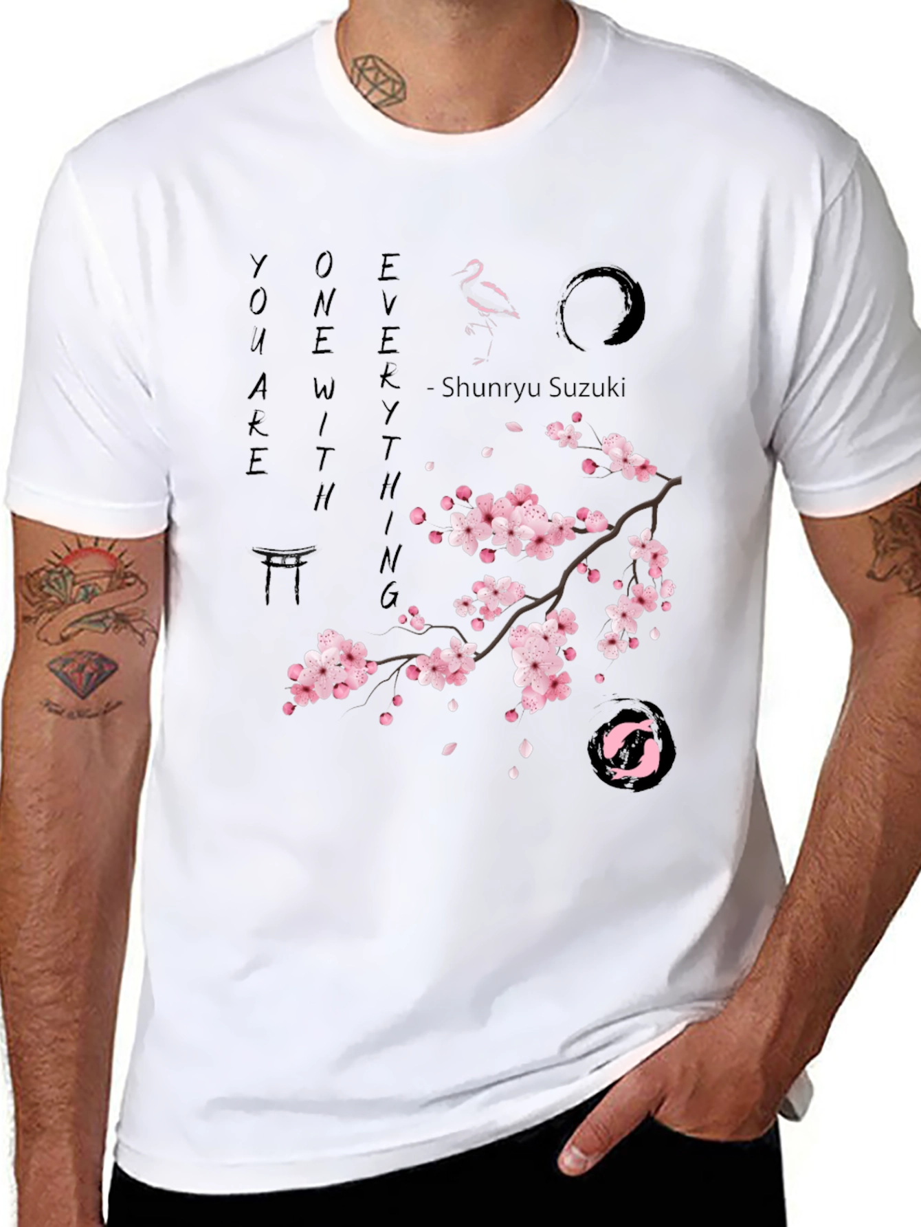 Black Zen Cherry Blossom Graphic T-Shirt - Unisex view 8