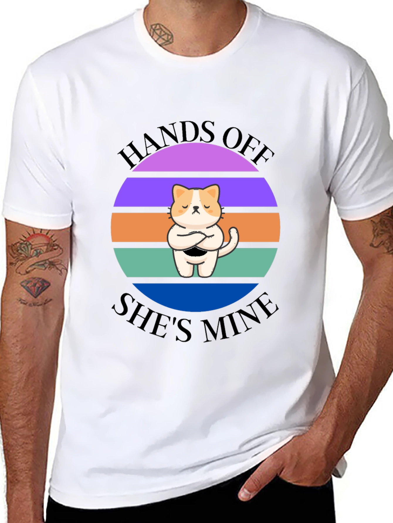 Black Hands Off She's Mine T-Shirt view 8